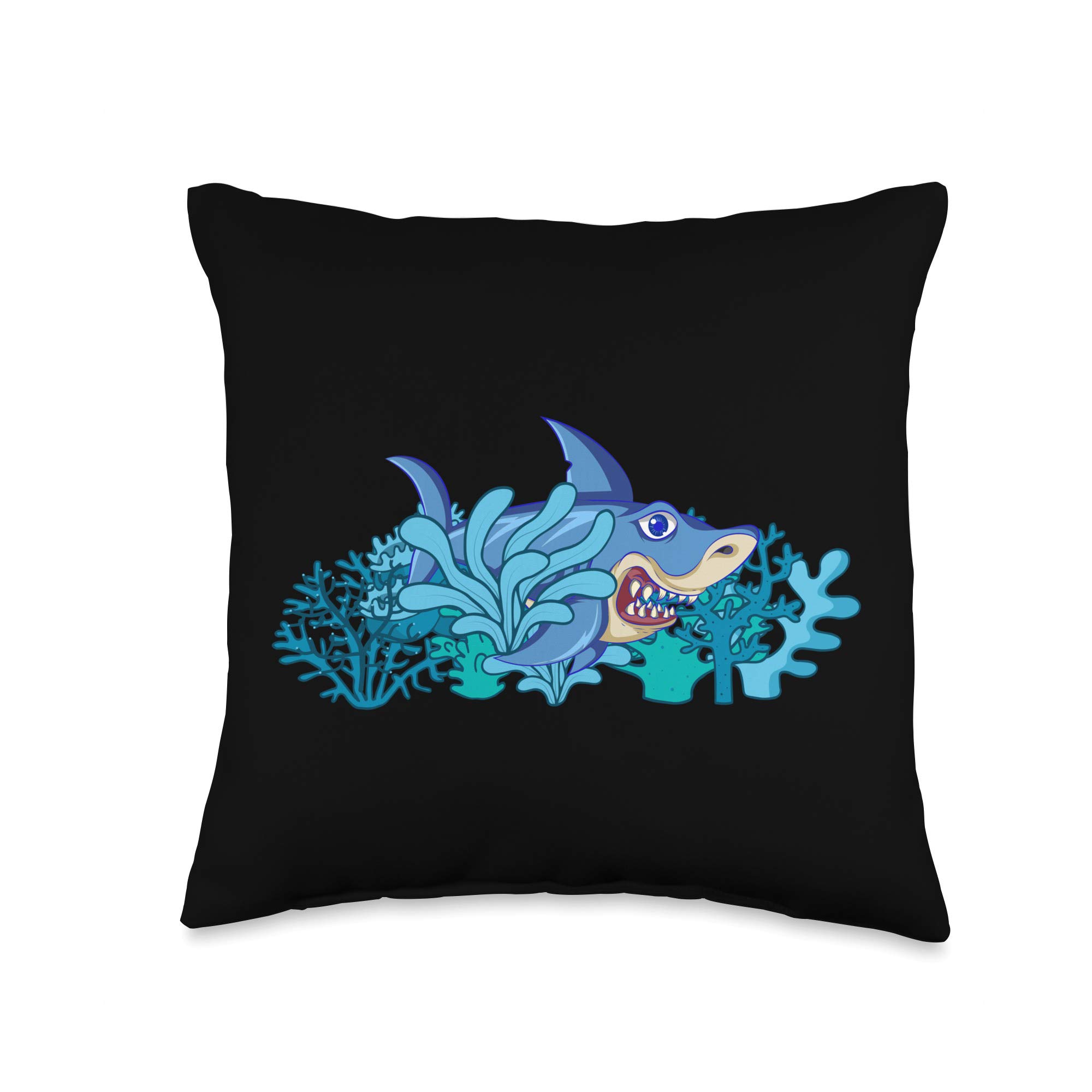 Ocean Animal Lover Shark Throw Pillow - 16x16 Inch Multicolor Sea Creature Cushion for Aquarium Enthusiasts | Perfect for Home Decor, Marine Theme Bedroom & Unique Gift for Shark Lovers