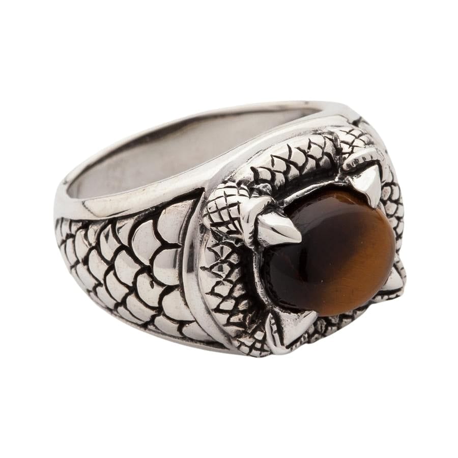 Gothic Claw Tiger Eye Sterling Silver Men's Ring for Punk Fashion & Gothic Jewelry Lovers - Perfect for Halloween, Cosplay & Alternative Style