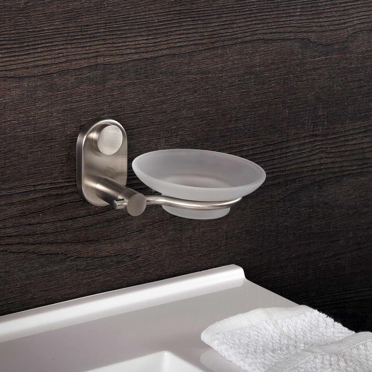 DAX Stainless Steel Soap Dish with Glass Tray - Wall Mount Bathroom Organizer, Polished Finish, 2 13/16 x 5 1/2 x 4 1/2 Inches (DAX G0205 P) - Perfect for Showers, Sinks & Vanity Countertop Organization