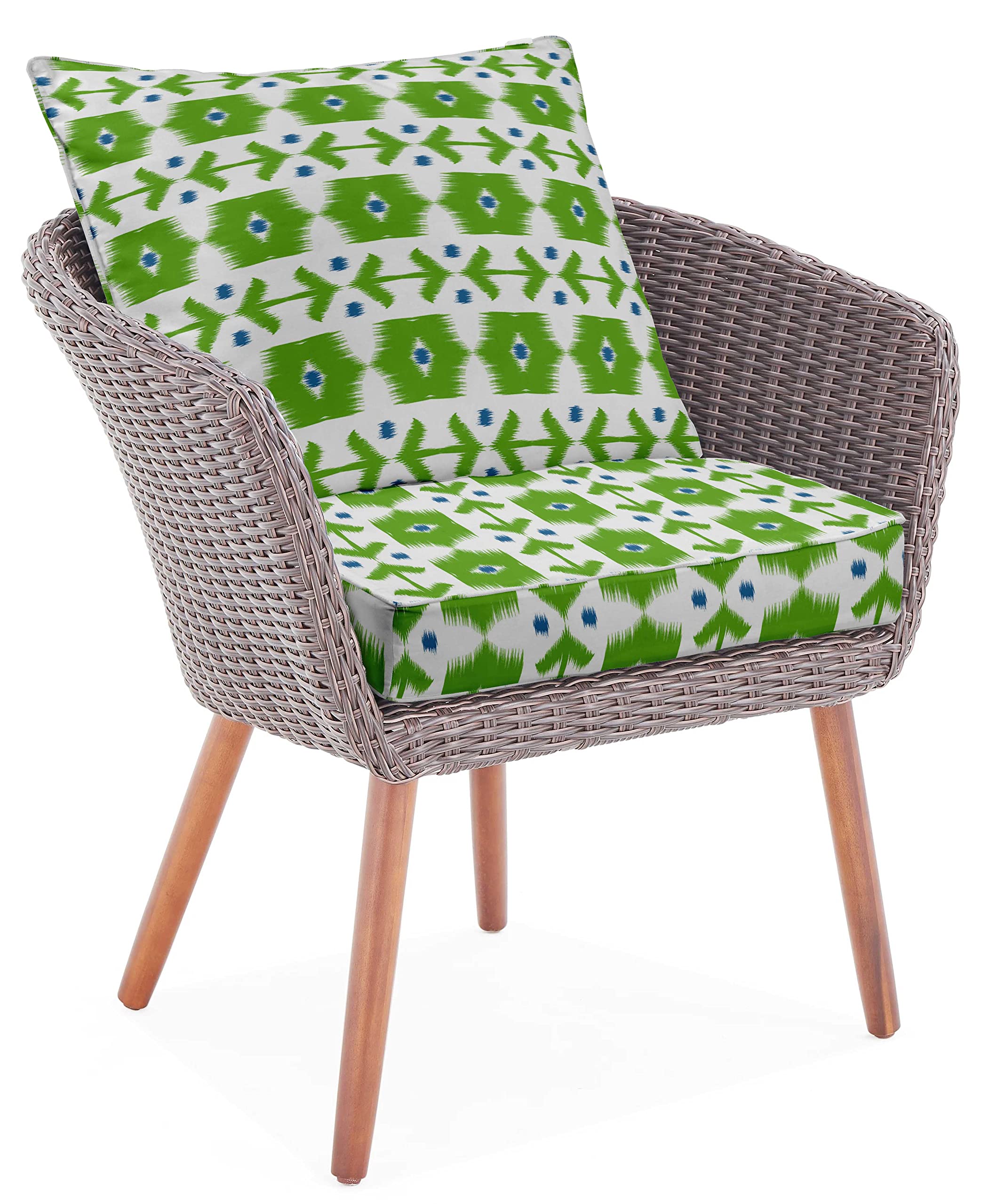 Printed Outdoor Deep Seat Patio Cushions Set - 2pcs All-Weather Replacement Cushions (25x25x5 Inches) - Light Green - Perfect for Patio Furniture, Garden Chairs, and Backyard Lounging
