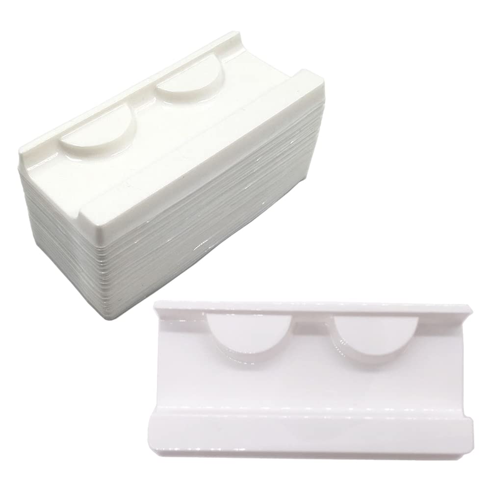 50 Pack White Plastic False Eyelash Trays - 4.2 x 2 Inch Empty Eyelash Boxes for Professional Makeup Artists & DIY Beauty - Perfect for Salon, Retail Display & Eyelash Extension Storage