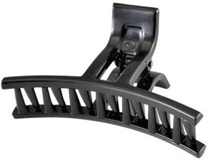 T-Shaped Plastic Hair Claw Clip for Women - Zig Zag Design, Large Size Acrylic Hair Clips with Stone Decoration (Black) | Perfect for Ponytails, Buns & Everyday Hairstyles