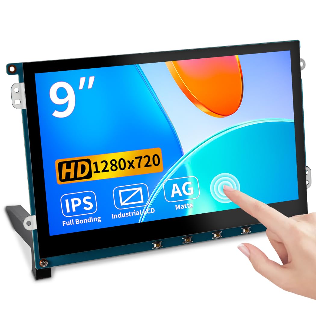Magedok 9 Inch Raspberry PI Touchscreen Monitor - 1280x720 HD IPS Display with Anti-Glare & Optical Bonding, 600 Lumens Brightness, Mini HDMI Input, Wall Mountable - Perfect for DIY Projects, Coding, Digital Signage and Portable Workstations