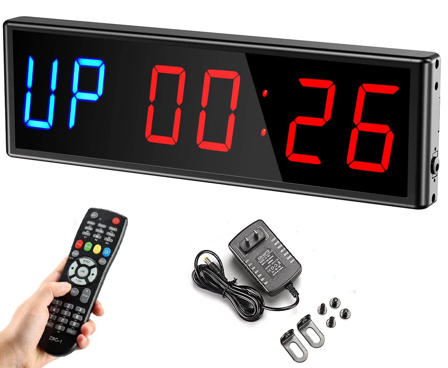 3 Inch Gym Timer - Digital Countdown & Count Up Clock with Remote for Fitness, Home, Tabata, Boxing (Blue/Red) | Perfect for Workouts, HIIT, MMA & Sports Training