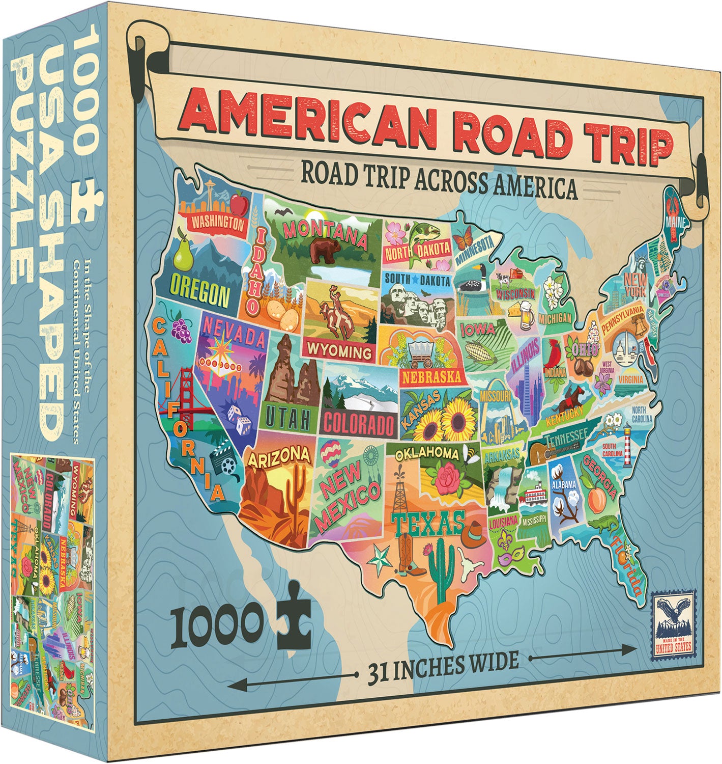 Wood Expressions American Road Trip 1000-Piece Jigsaw Puzzle (50-7010) - Perfect for Family Game Night & Home Decor