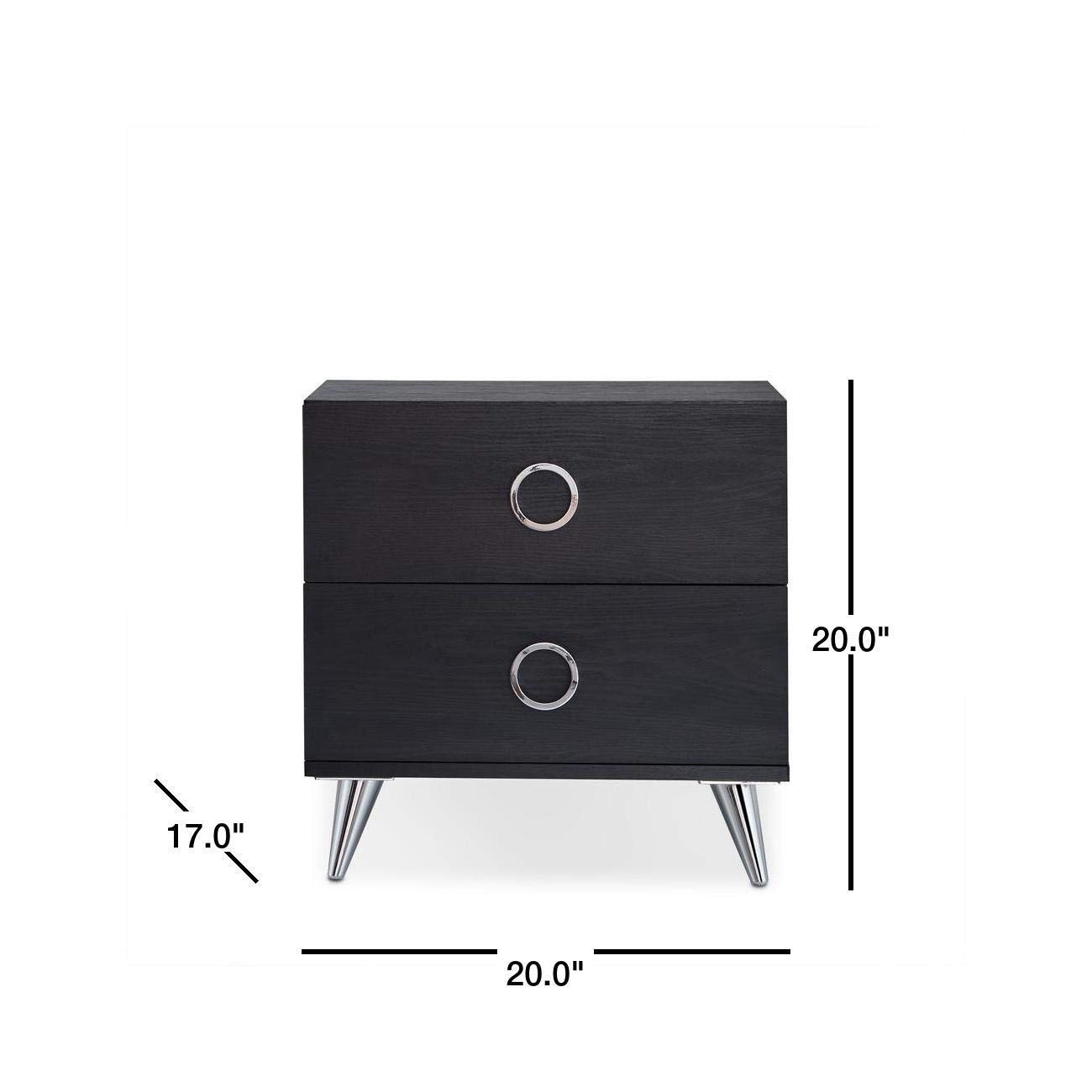 Black MYTUNES Night Stand with USB Ports - Modern Bedside Table with Storage Drawer for Bedroom, Living Room, or Office