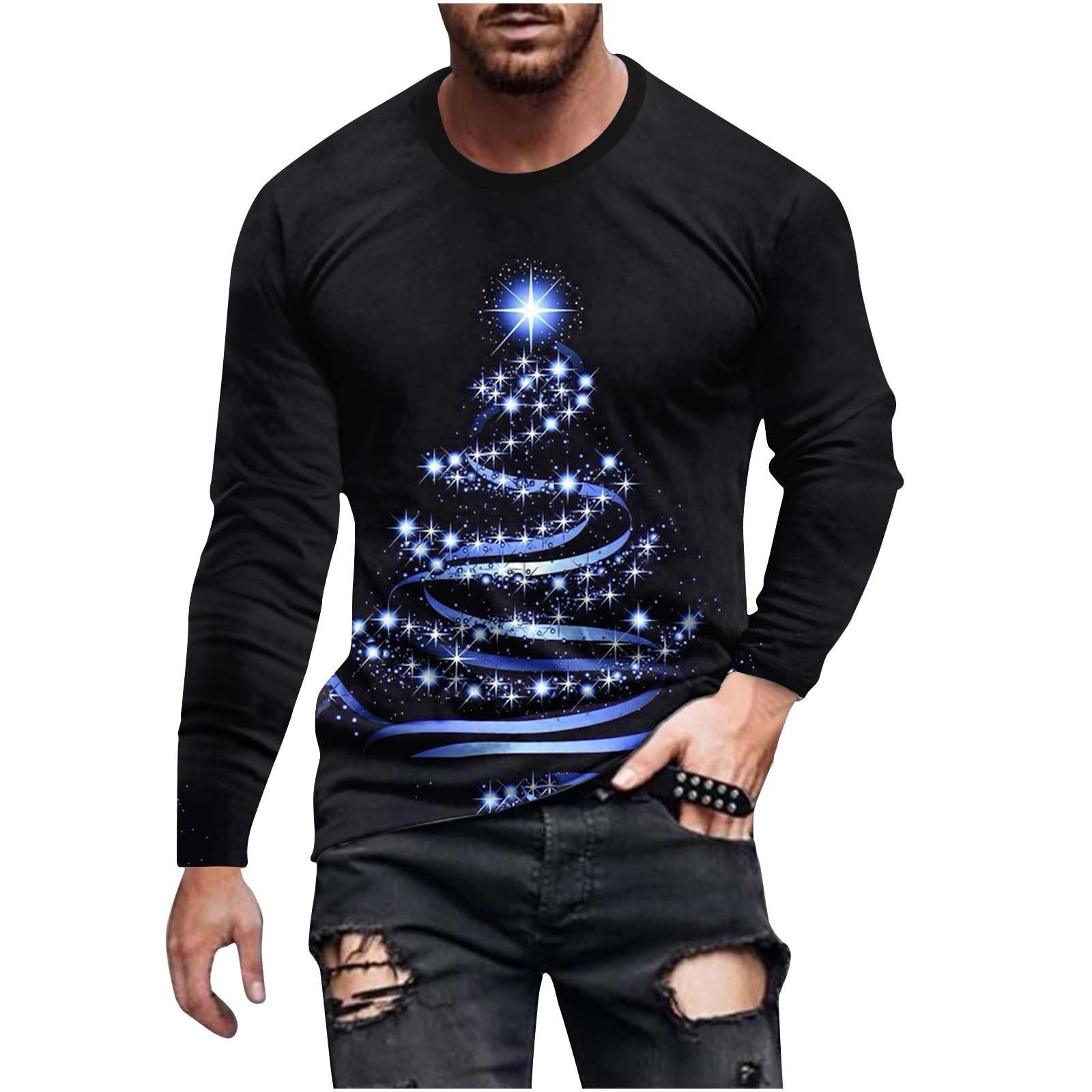 Men's Plus Size Christmas Sweater - 3D Printed Xmas Tree Pullover, Long Sleeve Crew Neck Jumper, Novelty Holiday Shirt for Casual Wear | Perfect Gift for Him, Christmas Party & Family Gatherings