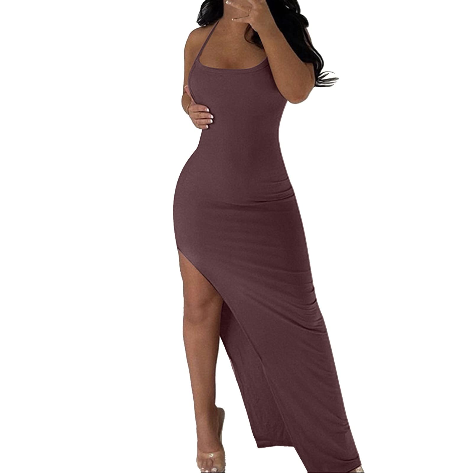 Elegant Women's Long Sleeve Maxi Dress - Fall & Spring Casual Lounge Slip Dress, Sexy Sleeveless Backless Design for Slim Fit | Perfect for Date Night, Parties & Special Occasions
