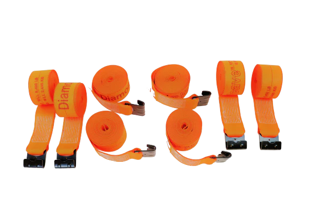 4-Pack Heavy Duty 30' Diamond Weave Winch Straps with Flat Hooks - 8-Piece Set for Towing, Hauling & Off-Road Vehicle Recovery - Secure Cargo Transport for Trucks, Trailers & ATVs