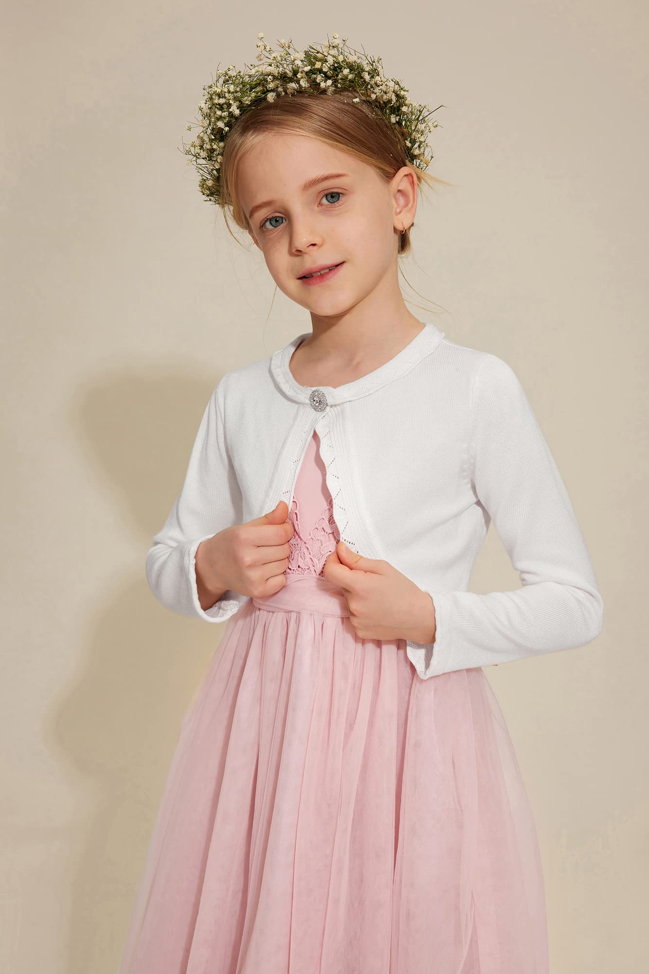 Danna Belle Girls Cardigan Sweaters - Long Sleeve Shrug Bolero for Girls Size 3-12 | Perfect for School, Parties & Everyday Wear