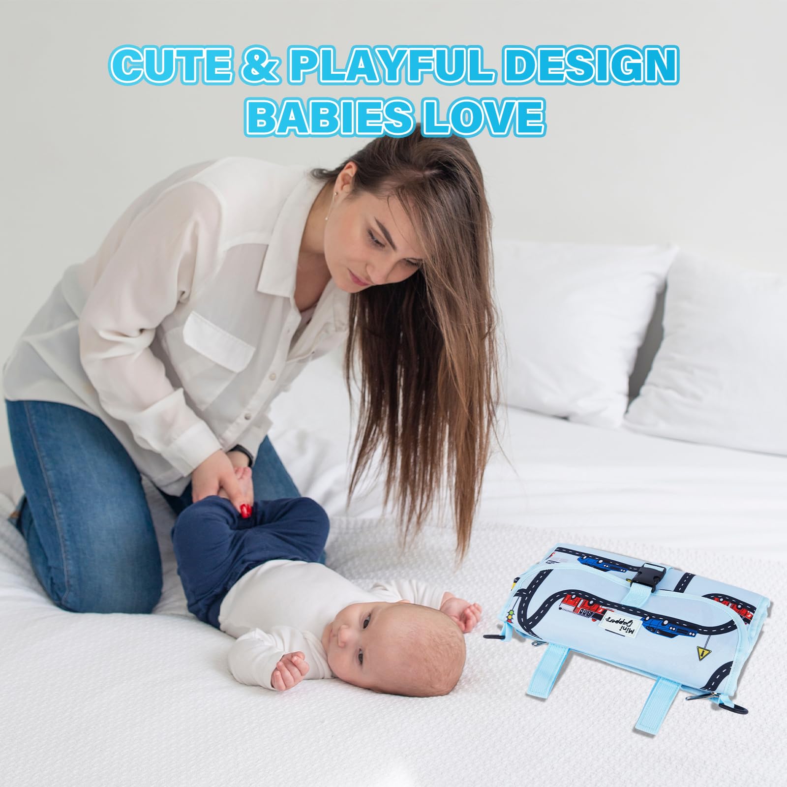 Portable Waterproof Baby Changing Pad - Lightweight Foldable Diaper Changing Mat with Shoulder Strap | Perfect for Travel, Nursery & On-the-Go Parents | Ideal Baby Shower Gift & Registry Essential