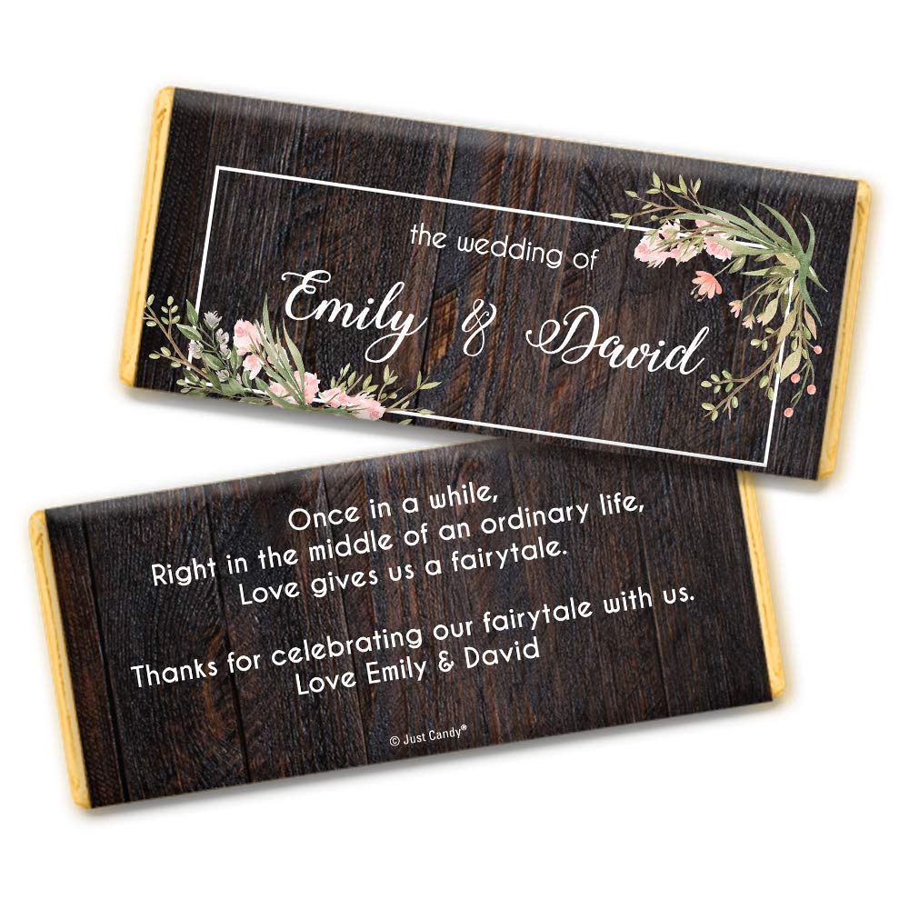 Personalized Rustic Wedding Chocolate Bars (36 Pack) - Custom Bridal Shower Favors for Guests, Elegant Wedding Candy - Perfect for Wedding Receptions, Bridal Showers & Anniversary Celebrations