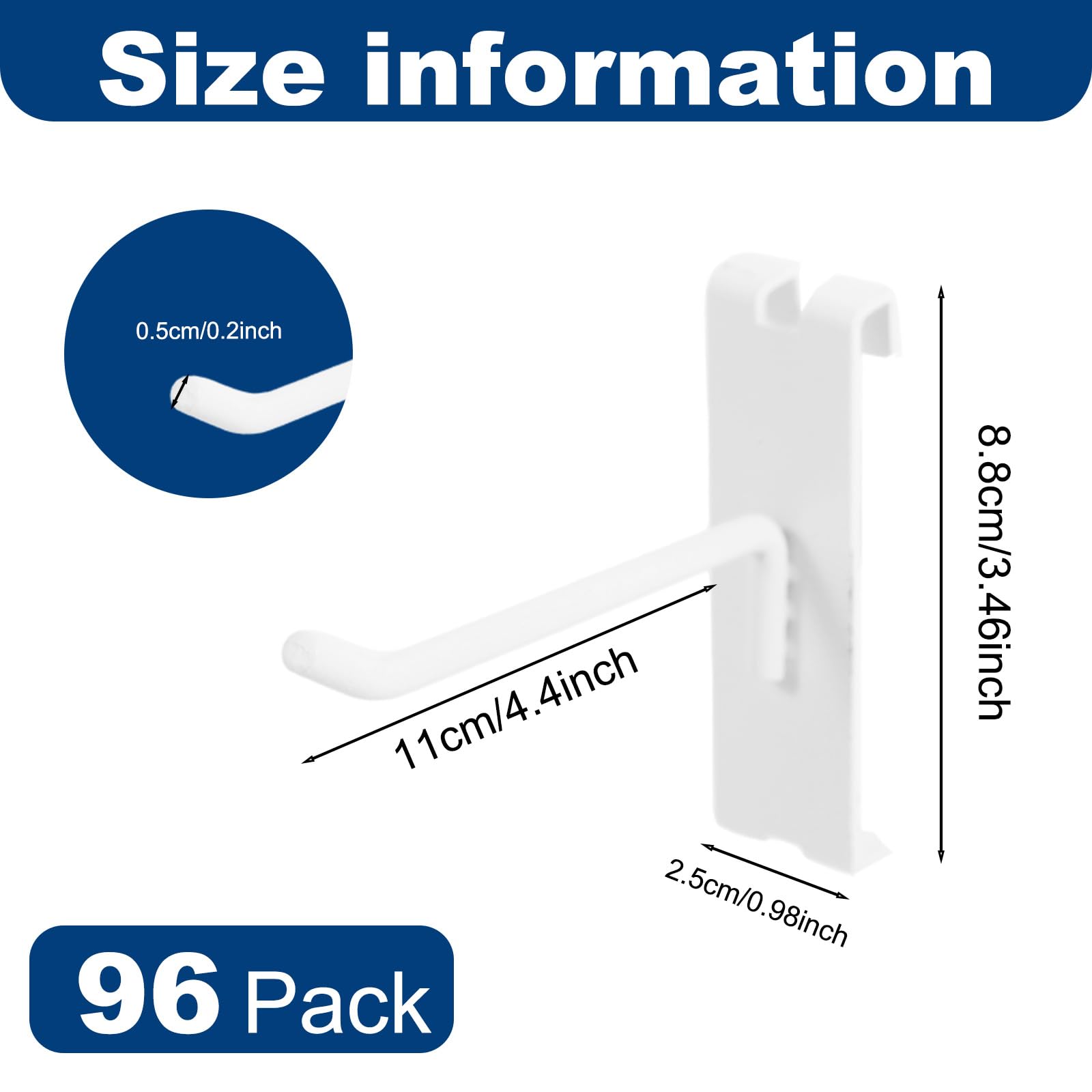 Polmart 4-Inch Heavy Duty White Gridwall Panel Hooks - Pack of 96 - Durable Retail Display Hooks for Store Shelving, Clothing Racks & Trade Show Displays
