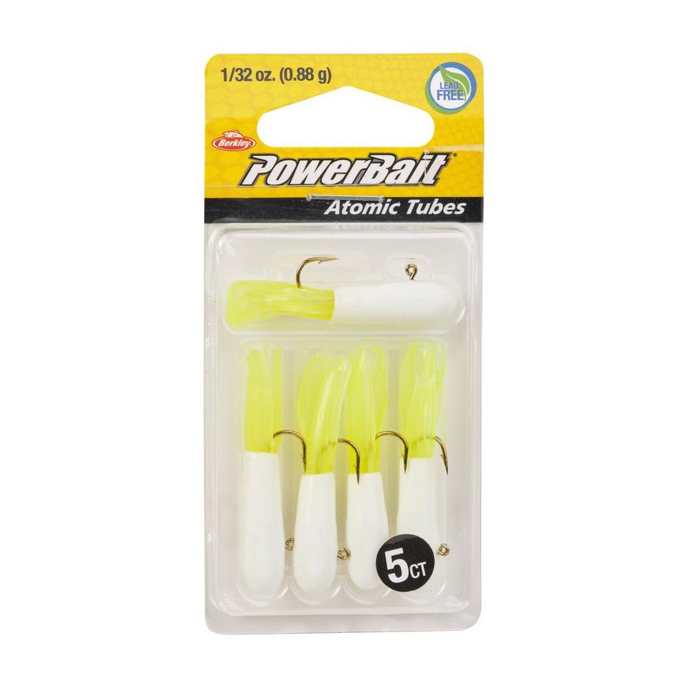Berkley PowerBait Pre Rigged Atomic Tubes Fishing Lures - 5 Pack for Bass, Trout & Panfish - Perfect for Freshwater & Saltwater Fishing