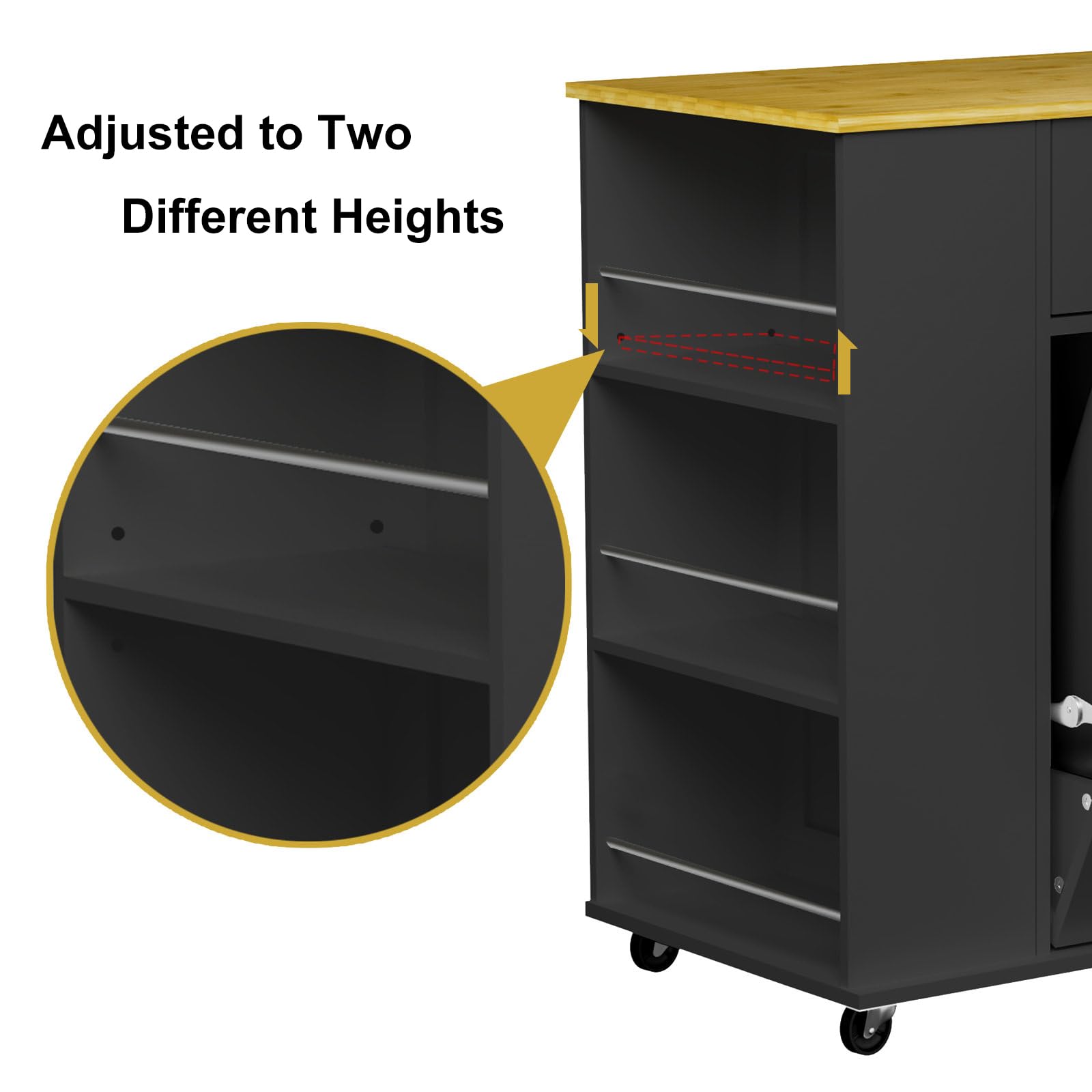 **Portable Rolling Kitchen Island with Trash Can Storage & Spice Rack - Mobile Kitchen Cart on Wheels with Towel Rack, Drawer & Tilt-Out Cabinet - Perfect for Small Kitchens, Apartments & Cooking Prep**