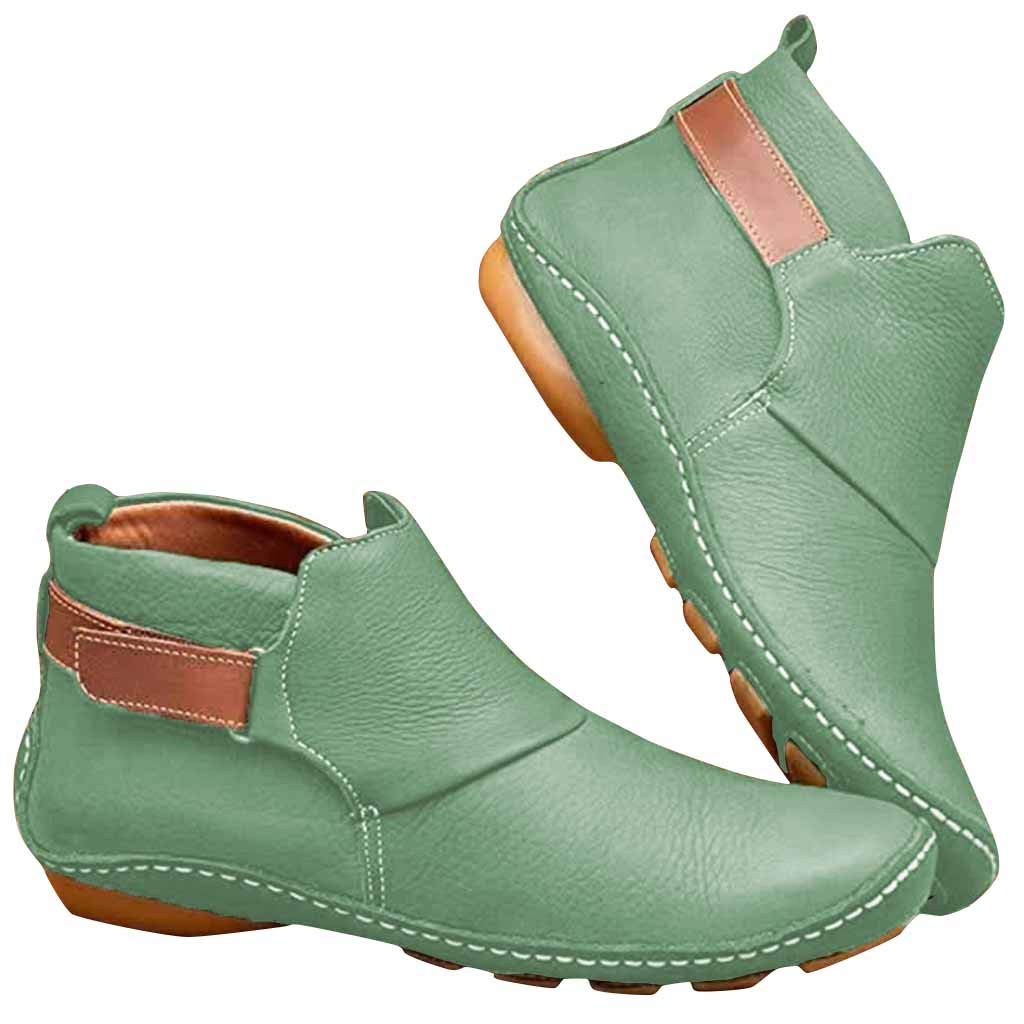 EaGo Women's Adjustable Soft Leather Booties - Comfortable Casual Low Heel Boots for Daily Wear | Warm Winter Shoes for Women | Perfect for Work, Travel & Outfits