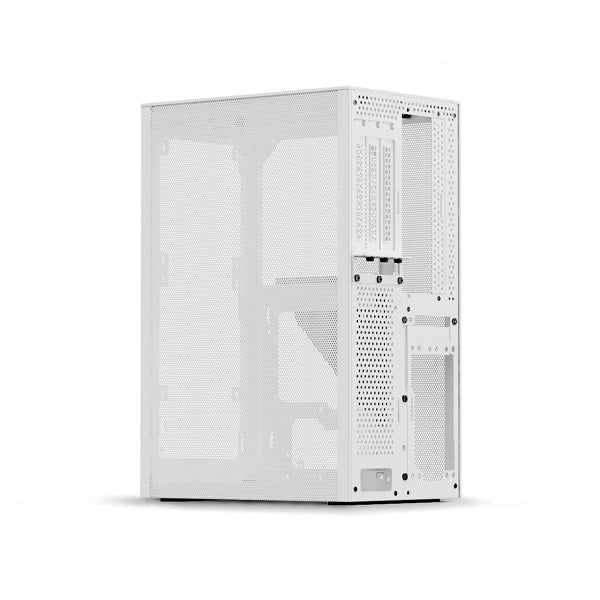 Compact White mITX Full Mesh PC Case with PCIe 3.0 Riser Cable - Perfect for Small Form Factor Gaming & Home Theater PC Builds