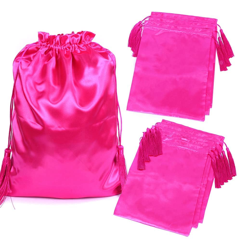 Premium Silk Satin Wig Storage Bags with Tassel - Luxury Hair Extension Organizer for Bundles, Weaves & Tools - Travel-Friendly Soft Pouch for Gift, Salon & Home Use
