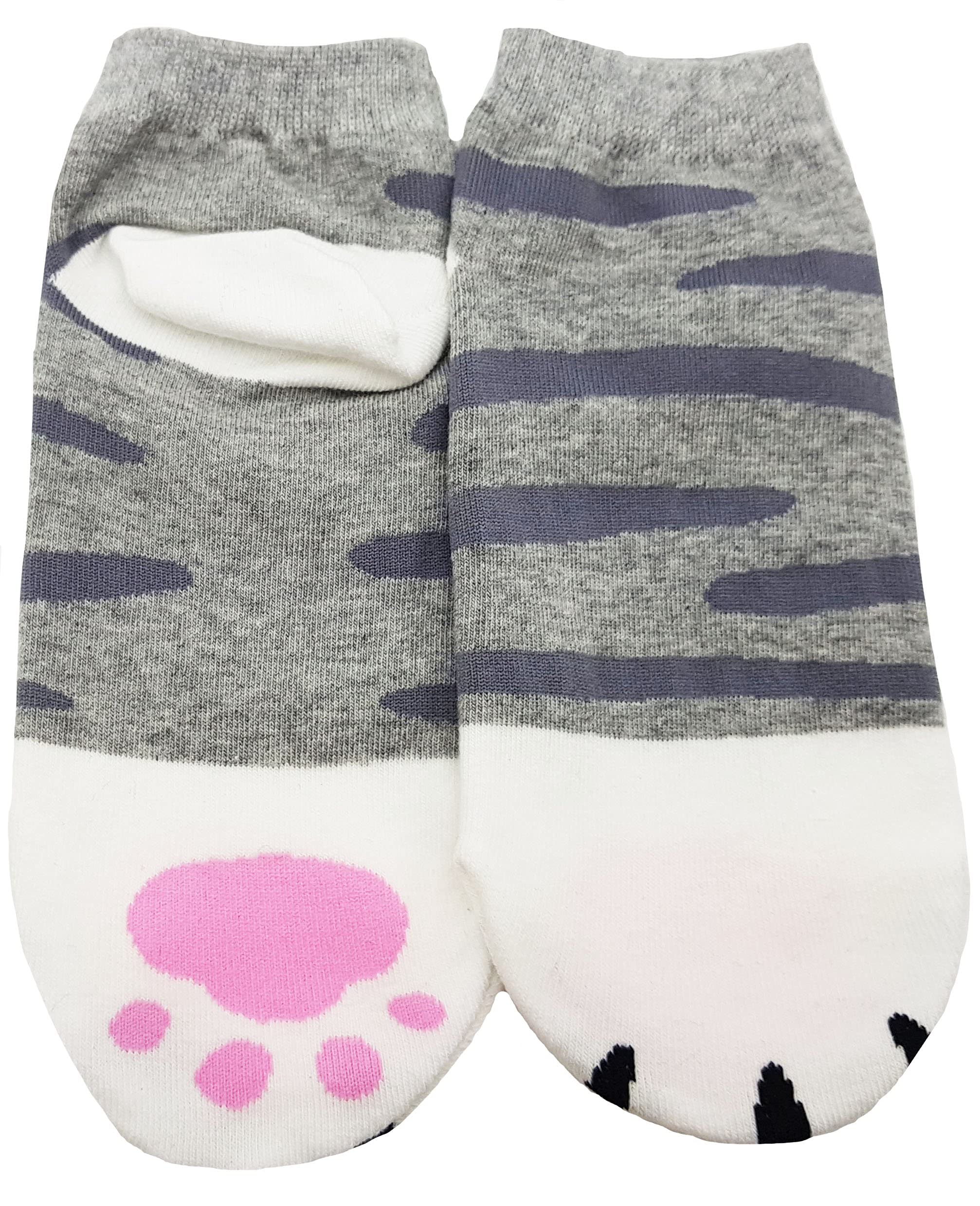 Worldlook Women's Cat Paw Print Socks - Soft Cotton Blend Crew Socks with Cute Toe Bean Design - Perfect for Cat Lovers, Gifts, and Casual Wear