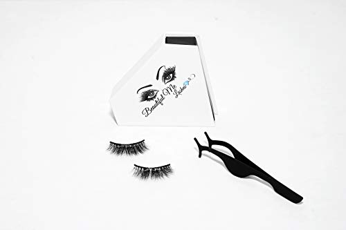100% Dramatic 3D Siberian Handmade Mink Eyelash Extensions - Cruelty Free, Reusable Up to 20 Times - Includes Applicator & Beautiful Lash Case (Naturally Naughty Style) - Perfect for Date Nights, Weddings & Special Occasions
