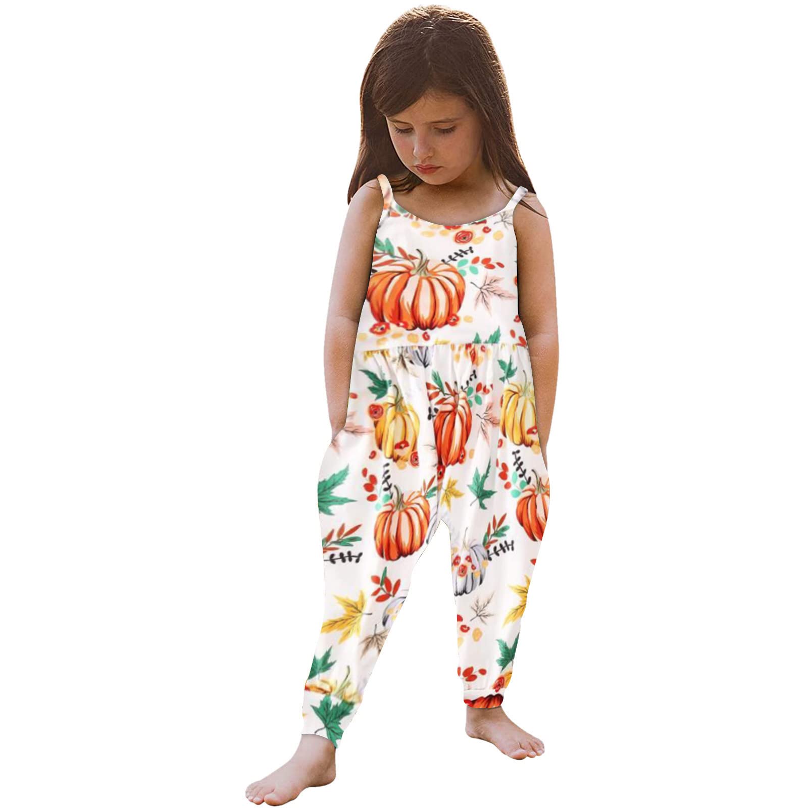 **Halloween Toddler Girls Jumpsuit - Cute Pumpkin Witch & Black Cat Print Romper, Backless Playsuit for Baby & Kids - Perfect for Trick-or-Treating & Costume Parties**