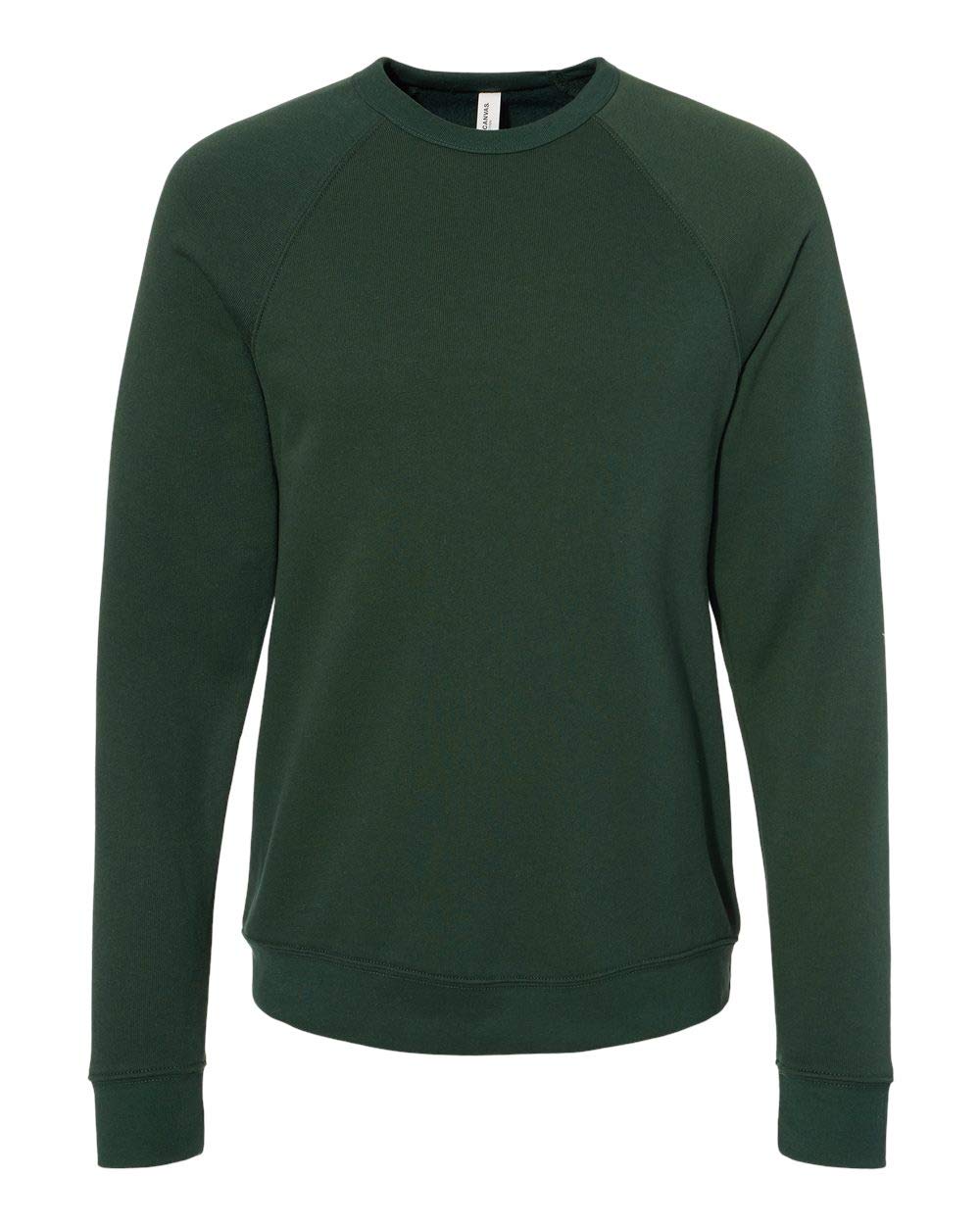 Bella Canvas 3901 Sponge Fleece Crewneck Sweatshirt for Men & Women - Soft Warm Pullover Hoodie Alternative, Forest Green 2XL - Perfect for Casual Wear, Lounge & Outdoor Activities