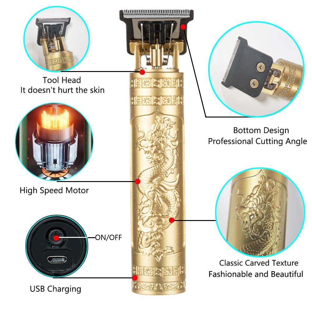 Professional Cordless Hair Clippers for Men - Rechargeable Hair Trimmer with 10 Attachments (Including Earpick) - Perfect for Home Haircuts, Beard Trimming & Personal Grooming