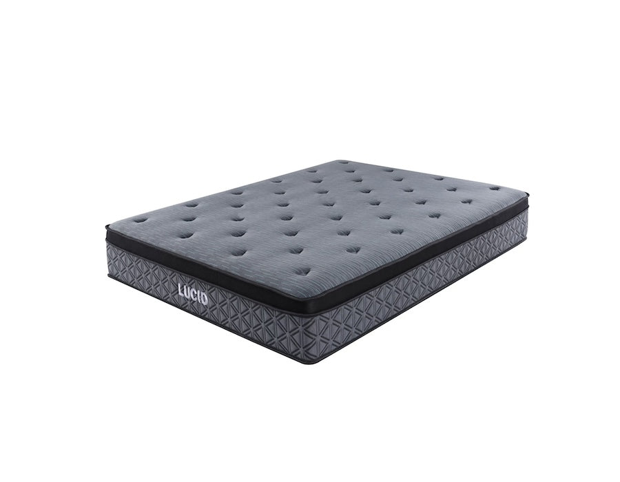 Lucid Euro Top Memory Foam Pocket Springs Mattress - Queen Size, Medium Firm Support for Back Pain Relief, Cooling Gel Infused, CertiPUR-US Certified | Perfect for Master Bedroom, Guest Room & Apartment Sleeping