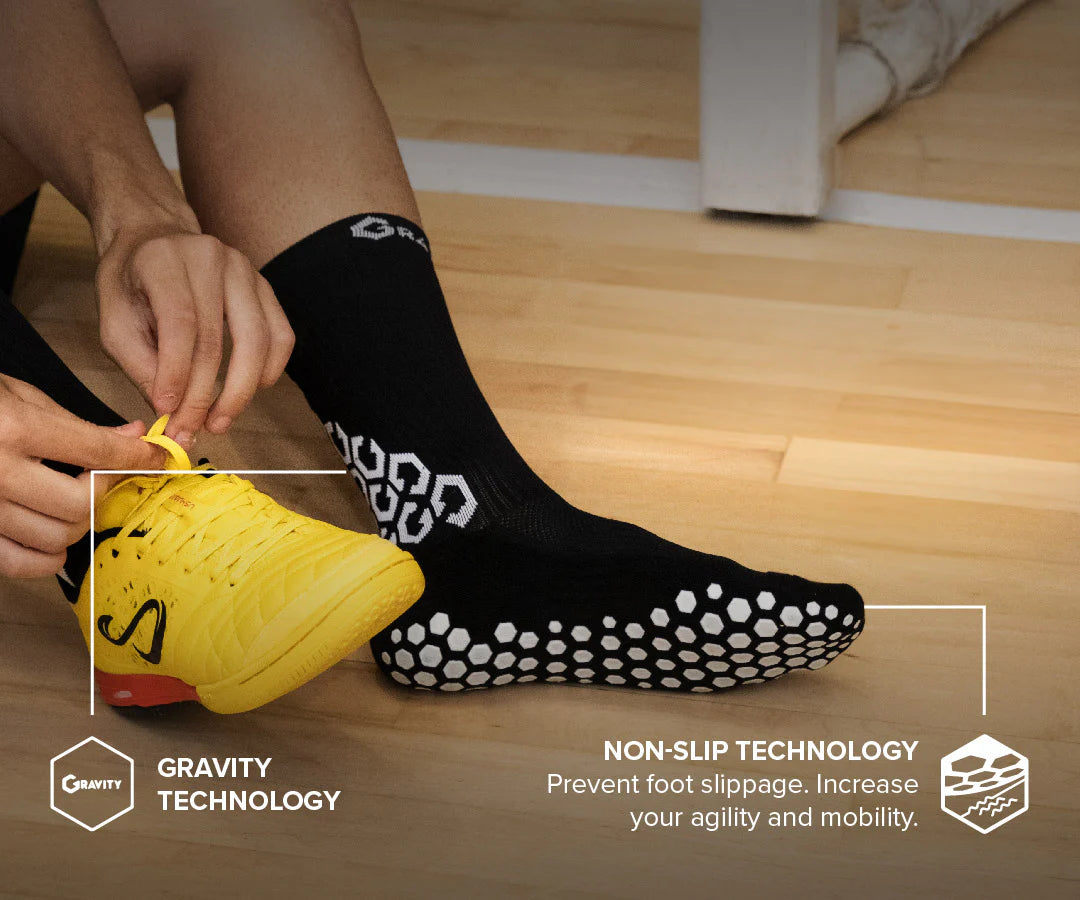 Senda Athletics Gravity Pro Performance Grip Socks - Non-Slip Crew Length Athletic Socks for Men & Women - Ideal for Yoga, Pilates, Workouts & Sports - White