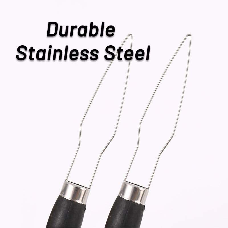 2 Pack Stainless Steel Button Hook Assist Tool - One Hand Dressing Aid for Arthritis & Disabilities - Easy Button Fastener for Shirts, Pants & Coats - Perfect for Seniors & Post-Surgery Recovery