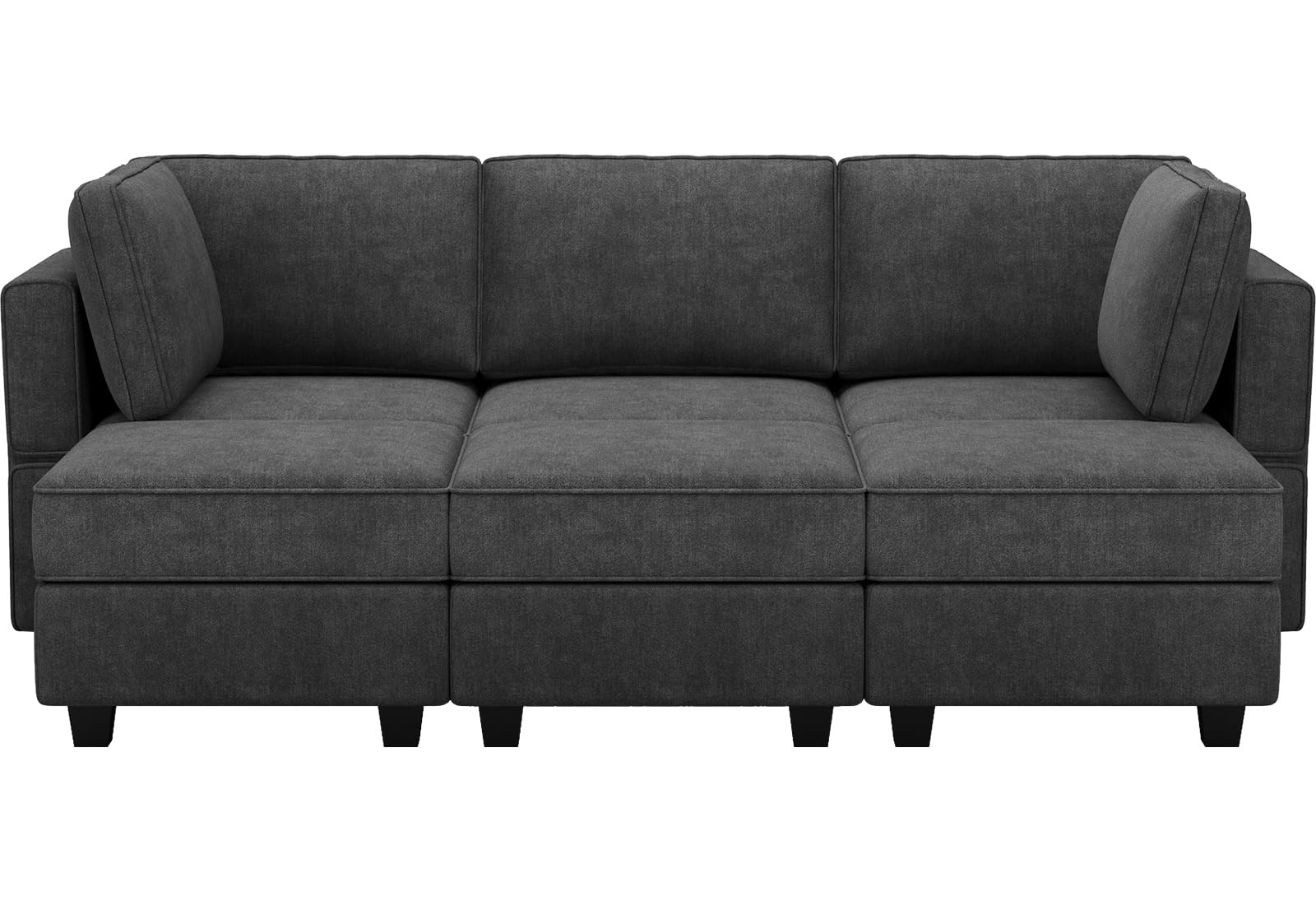 Belffin Modular Sofa Bed - Convertible Sectional Sleeper Sofa Set with Storage, Black - Perfect for Small Apartments, Guest Rooms & Home Offices