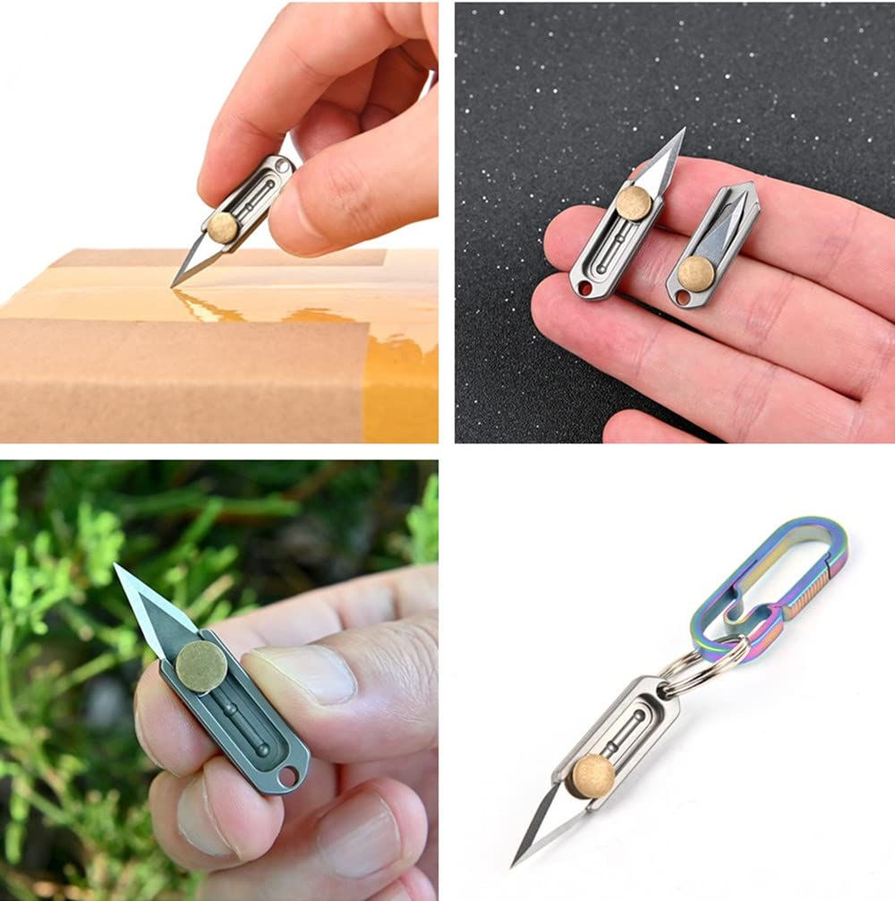 Ultra Small Titanium EDC Utility Knife - Compact Pocket Knife with Stainless Steel Blade for Box Opening, Package Cutting | Lightweight Everyday Carry Tool for Camping, Hiking & Outdoor Adventures