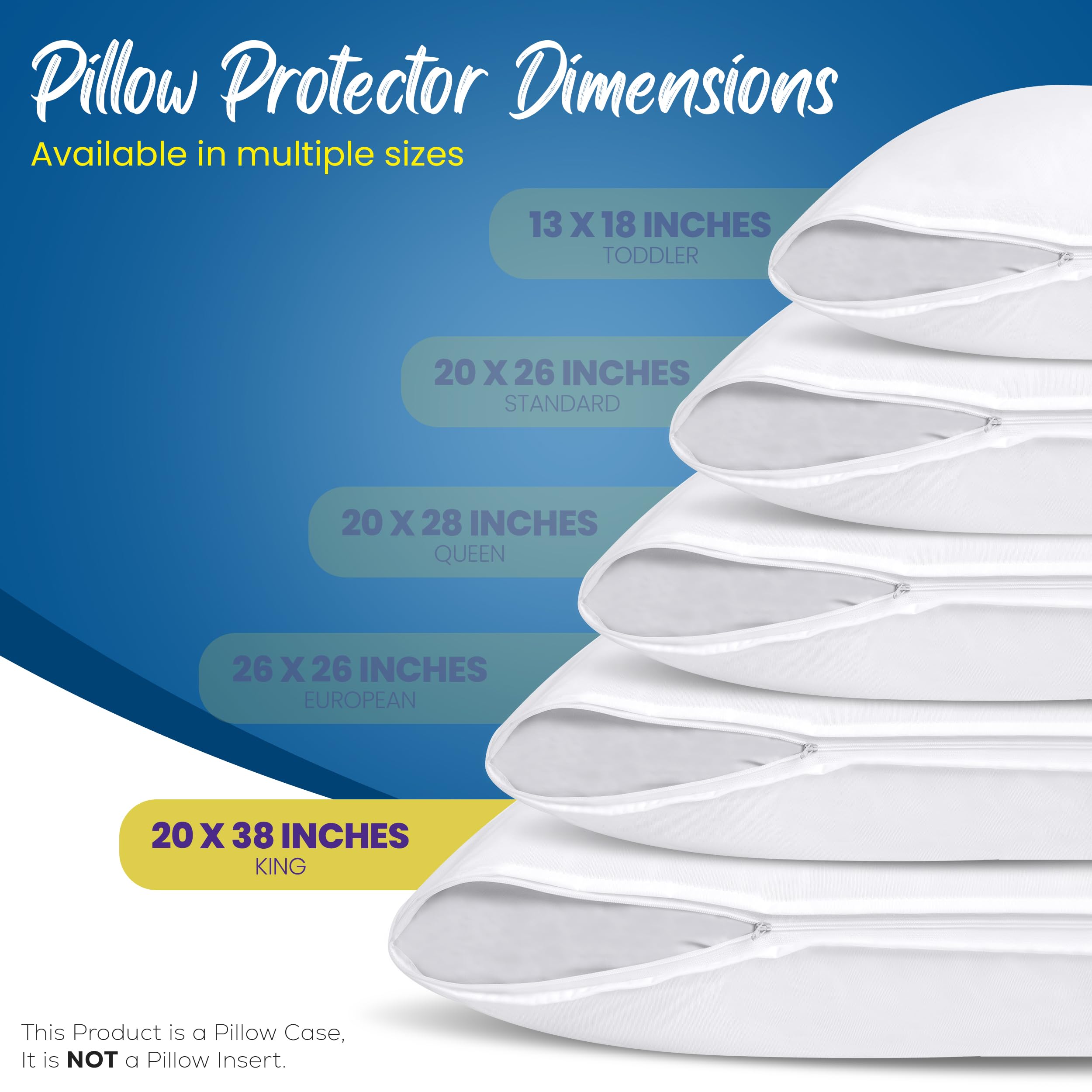 Utopia Bedding 4-Pack King Size Waterproof Pillow Protectors with Zipper (20x38 Inches) - Hypoallergenic, Bed Bug Proof & Moisture Wicking Pillow Covers for Allergy Relief - Perfect for Hotels, Dorms & Home Use (White)