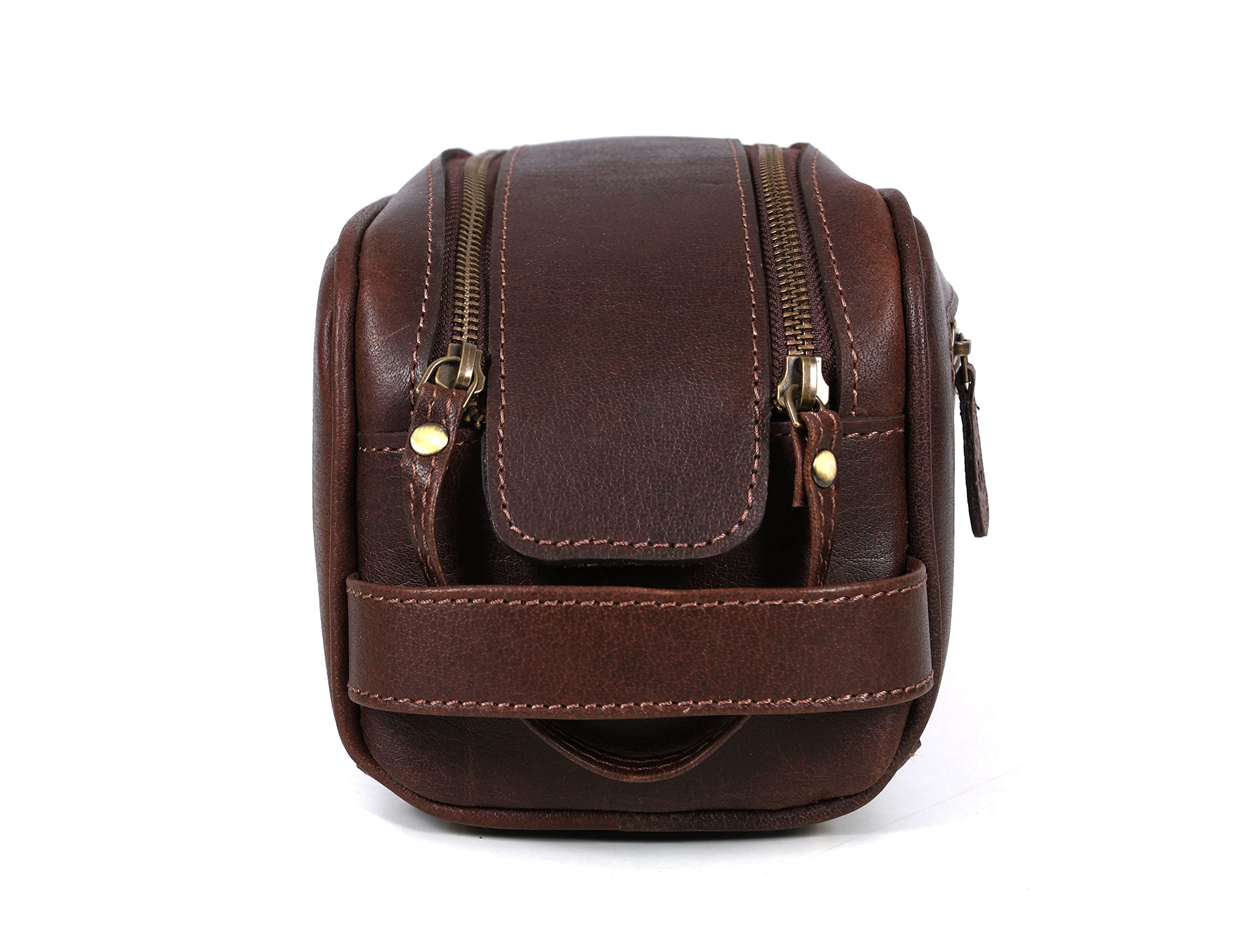 Premium Leather Toiletry Bag for Travel - Waterproof Dopp Kit by Aaron Leather Goods - Perfect for Men's Grooming Essentials & Business Trips