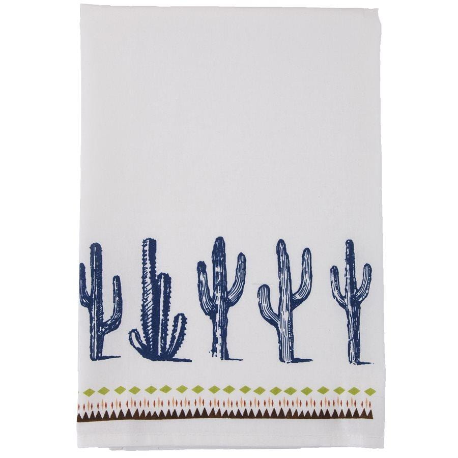 Southwest Cactus Border 5-Piece Cotton Tea Towel Set - Colorful Kitchen Towels for Drying Dishes, Decor & Southwestern Style Home Decor