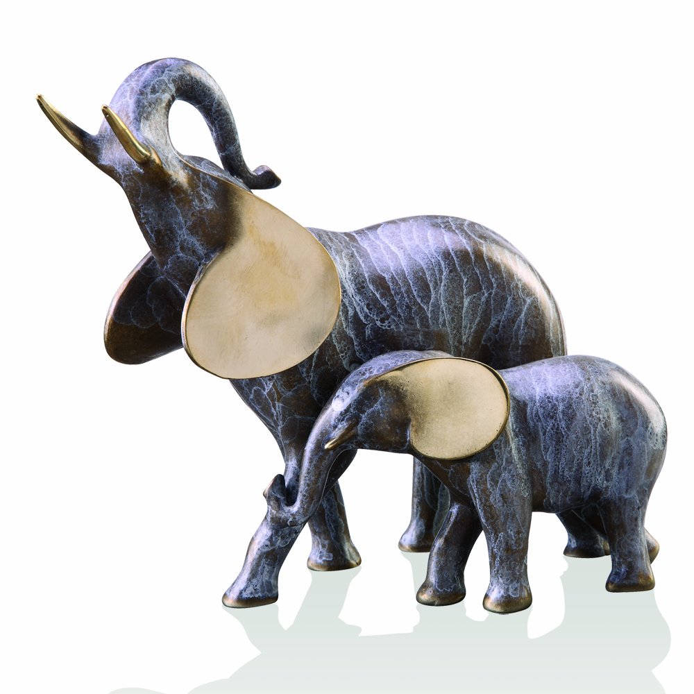 SPI Home 2 Piece Elephant Mama and Baby Figurine Set - Handcrafted Resin Elephant Statue Decor for Nursery, Baby Shower Gift & Home Decor - Perfect for Bookshelf, Living Room, or Nursery Display