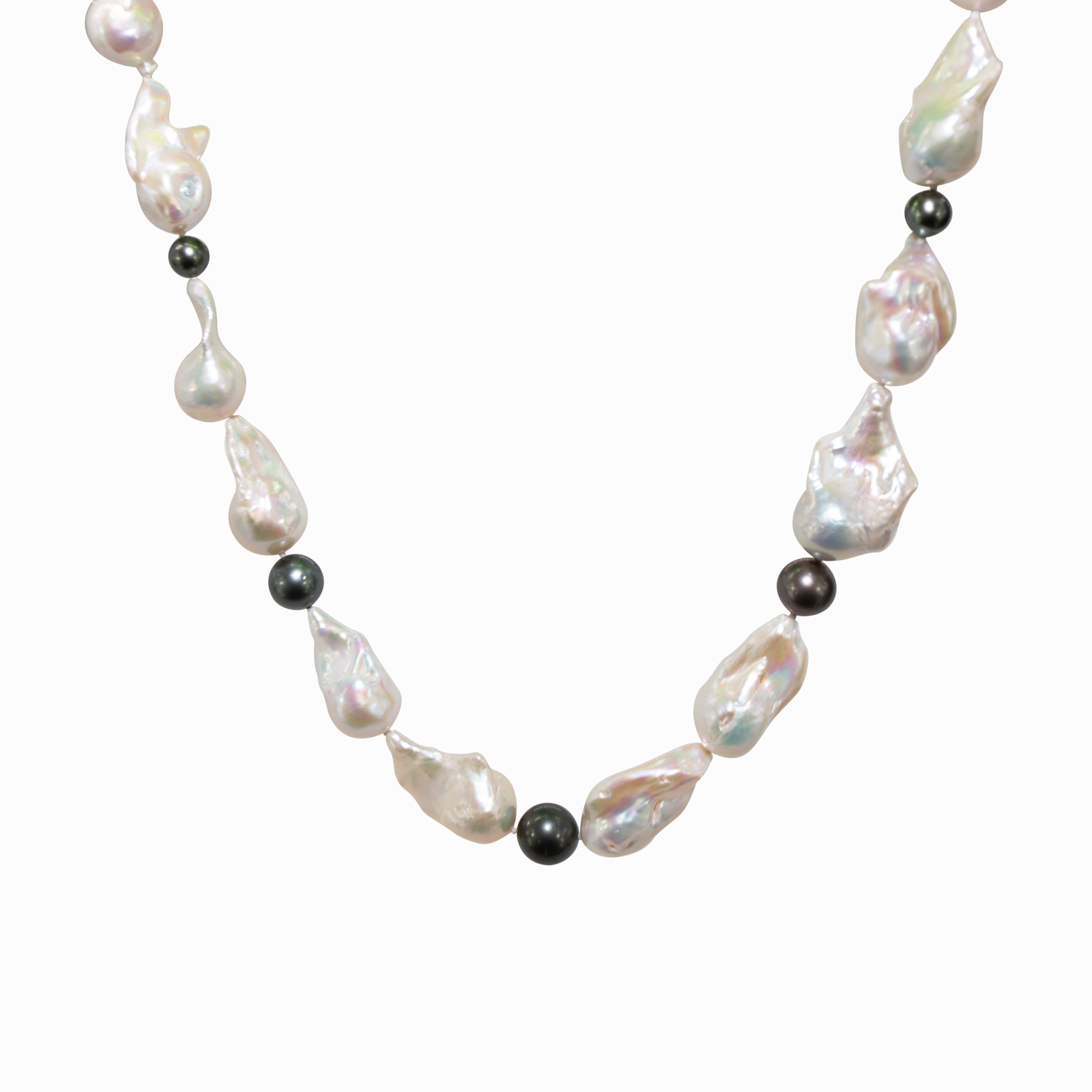 19 Inch Tahitian & Baroque Pearl Necklace - Genuine Cultured Pearls for Women, Elegant Jewelry Gift for Weddings & Special Occasions