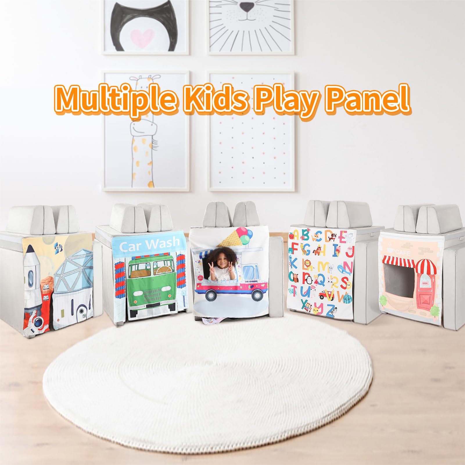 Kids Foam Play Couch with Play Panels - Fire Station Design for Toddlers & Children | Perfect for Indoor Playrooms, Daycare Centers & Birthday Parties
