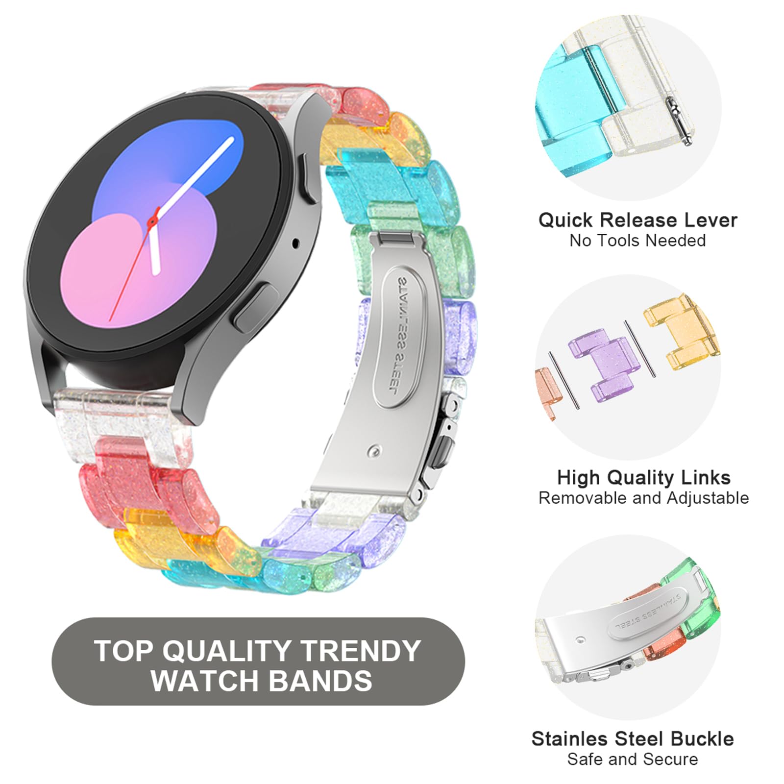 Premium Lightweight Galaxy Watch Band for Women - Compatible with Galaxy Watch 7/6/5/4/Classic/5 Pro/FE - Soft Comfortable Wrist Strap for Workout, Running & Everyday Wear
