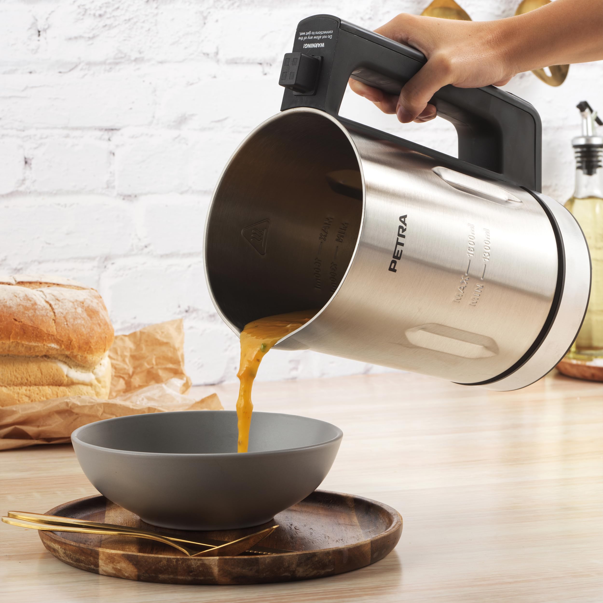 900W Electric Soup Blender with Heating, 1.6L Stainless Steel Pitcher, 5 Cooking Programs, Digital Display & Keep Warm Function - Perfect for Homemade Soups, Smoothies & Baby Food Preparation