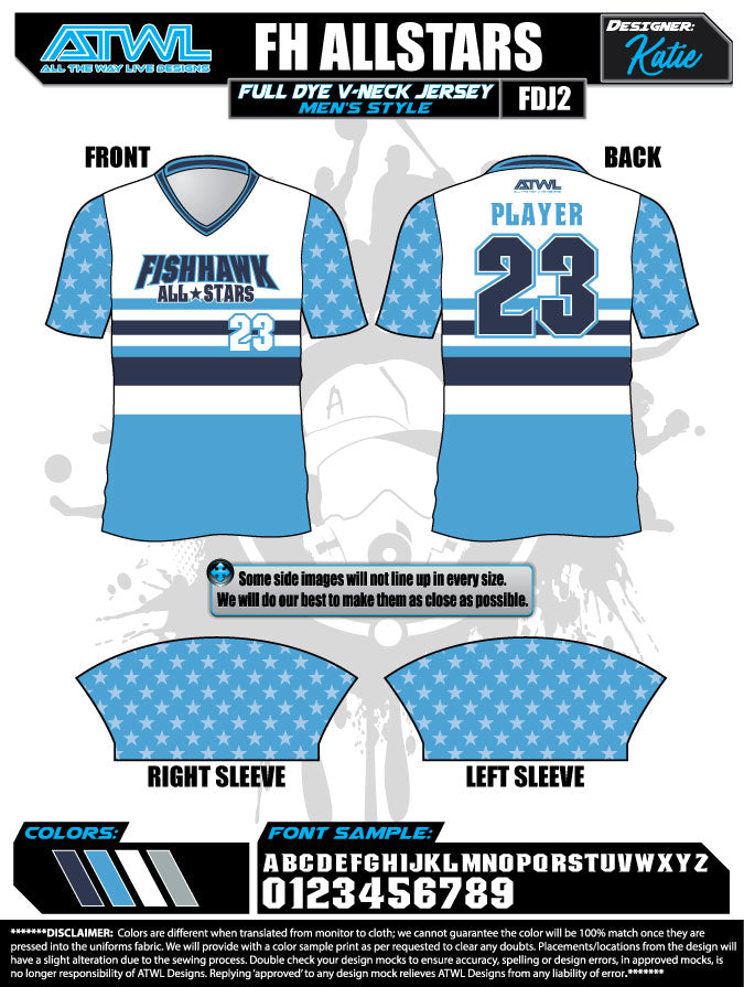 Fishhawk All Stars Full Dye Sublimated Lacrosse Jersey - Breathable Performance Jersey for Men & Women - Perfect for Games, Practice & Tournaments