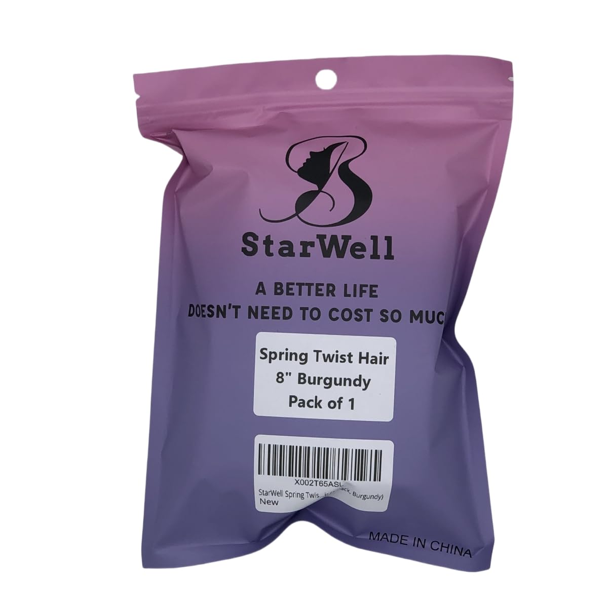 StarWell Burgundy Spring Twist Hair - 8 Inch Synthetic Braiding Hair for DIY Hairstyles | Soft & Natural Looking Curly Hair Extensions | Perfect for Box Braids, Twist Outs & Protective Styles (Pack of 1)