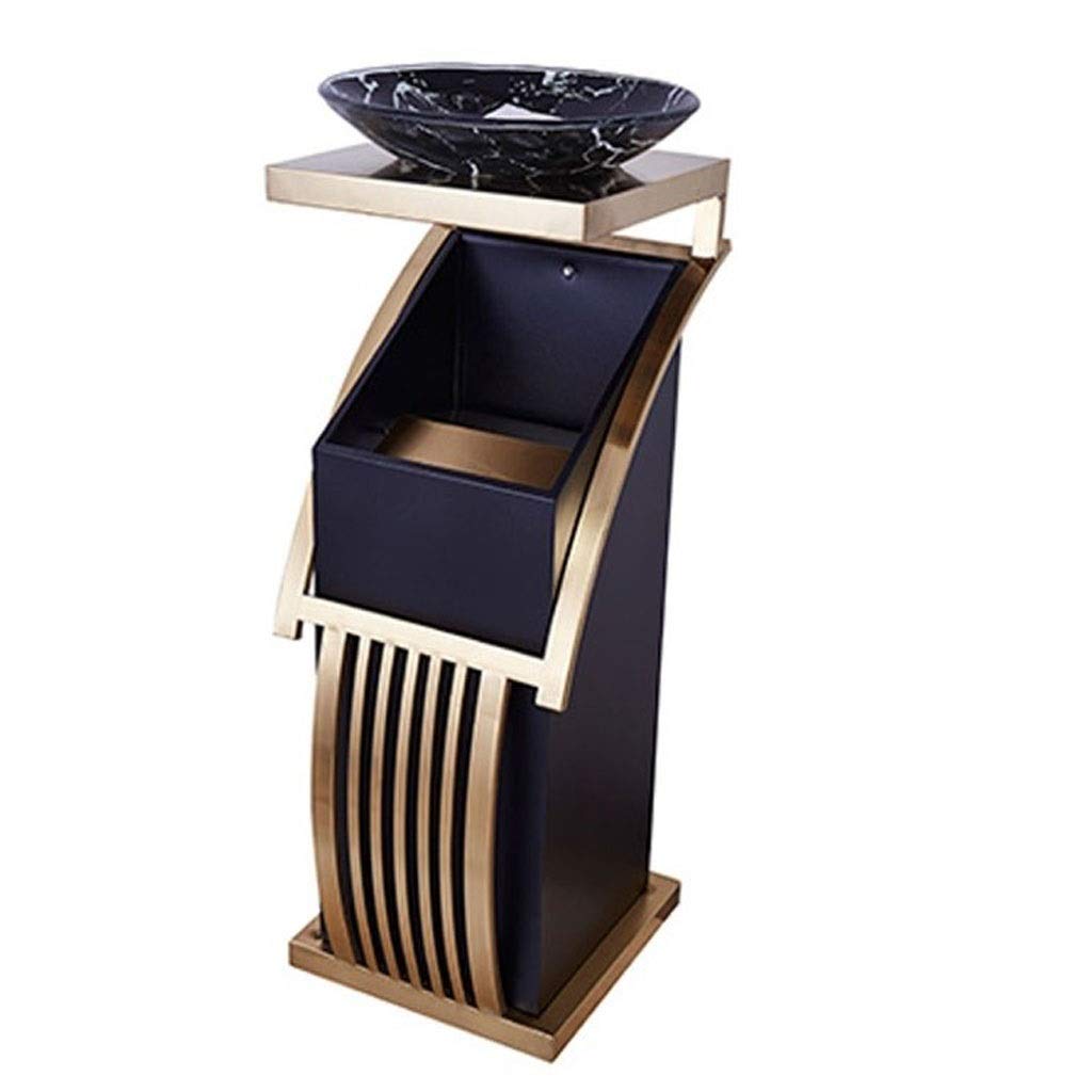 Premium Stainless Steel Trash Can with Ashtray - Champagne Gold Garbage Bin for Hotel, Bathroom, Office, Supermarket & Lobby - Indoor/Outdoor Recycling Waste Bin for Home, Commercial & Public Spaces