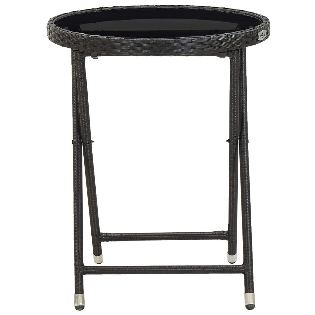 3-Piece Black Poly Rattan Garden Bistro Set with Tempered Glass - Outdoor Patio Furniture for Terrace, Balcony & Backyard Dining