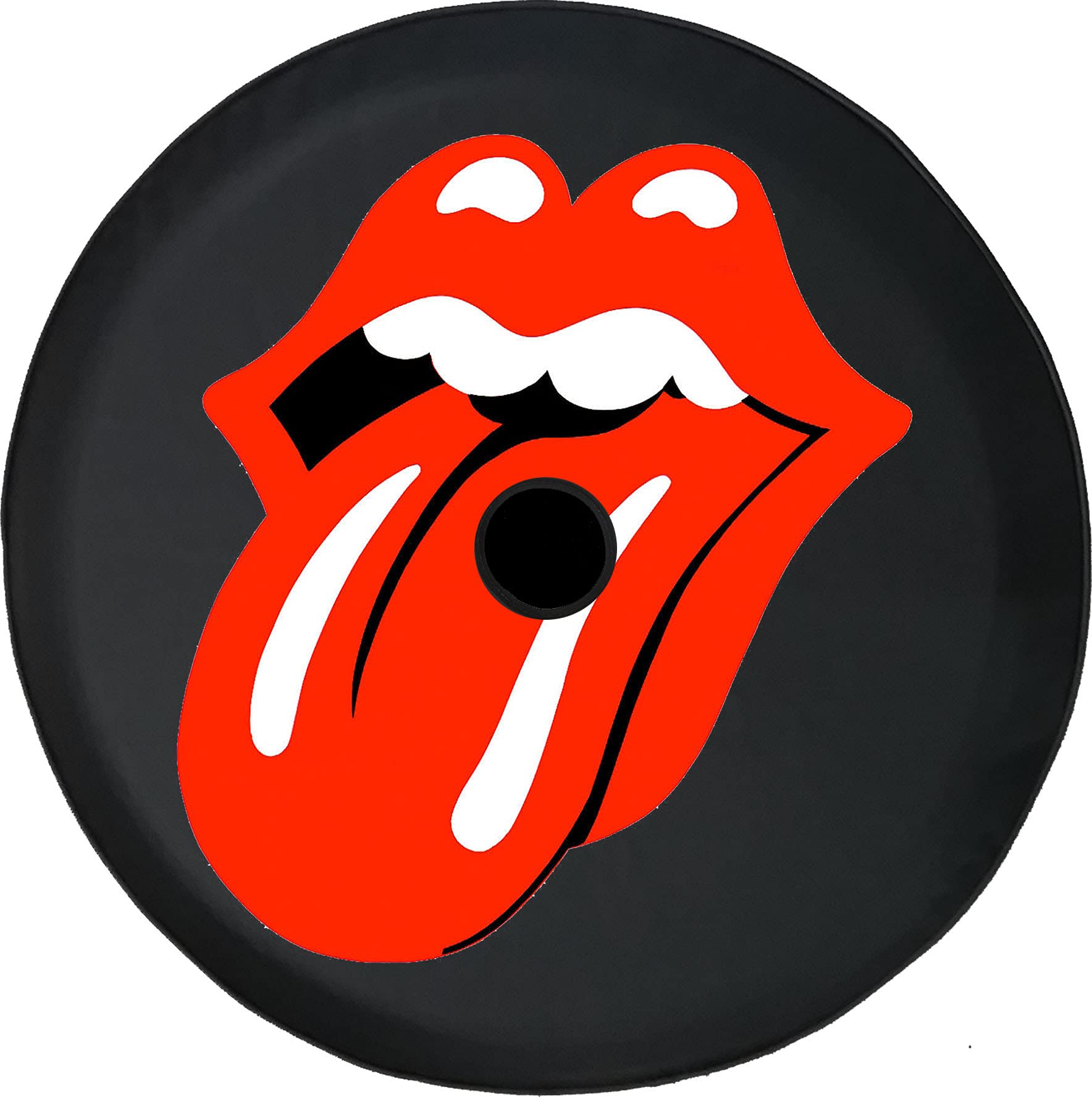 33 Inch Red Lips Black JL Tire Cover with Backup Camera Hole - Durable Tire Accessories for Trailers, Trucks, SUVs, Campers & RVs | Perfect for Off-Road Adventures & RV Camping Trips