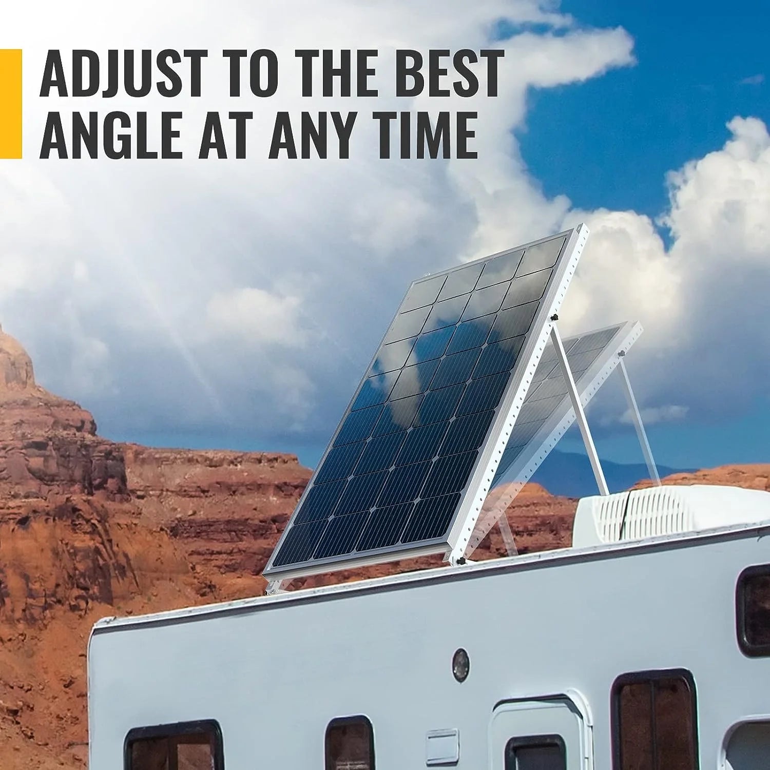 BougeRV 58 Inch Adjustable Solar Panel Mounting Brackets with Foldable Legs - Perfect for RV, Camper, and Off-Grid Solar System Installation