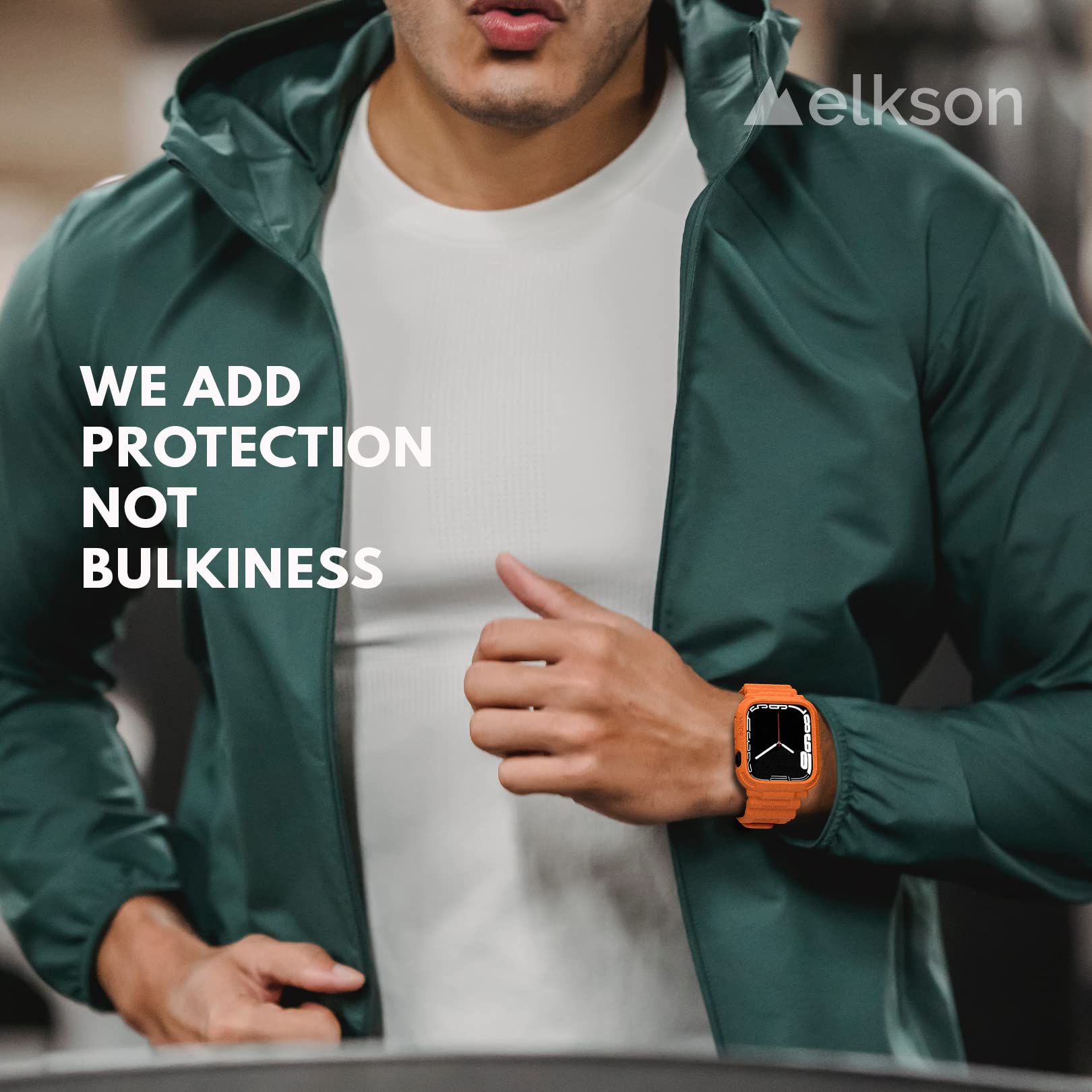Elkson Rugged Apple Watch Band 41mm 40mm with Protective Bumper Case - Compatible with Apple Watch SE & Series 9/8/7/6/5/4 - Durable Sport Military Design for Men & Women (Orange) - Shockproof & Sweatproof - Perfect for Outdoor Activities, Workouts, Hiking, Running, Gym & Adventure Sports - Ideal for Active Lifestyles, Travel & Everyday Wear
