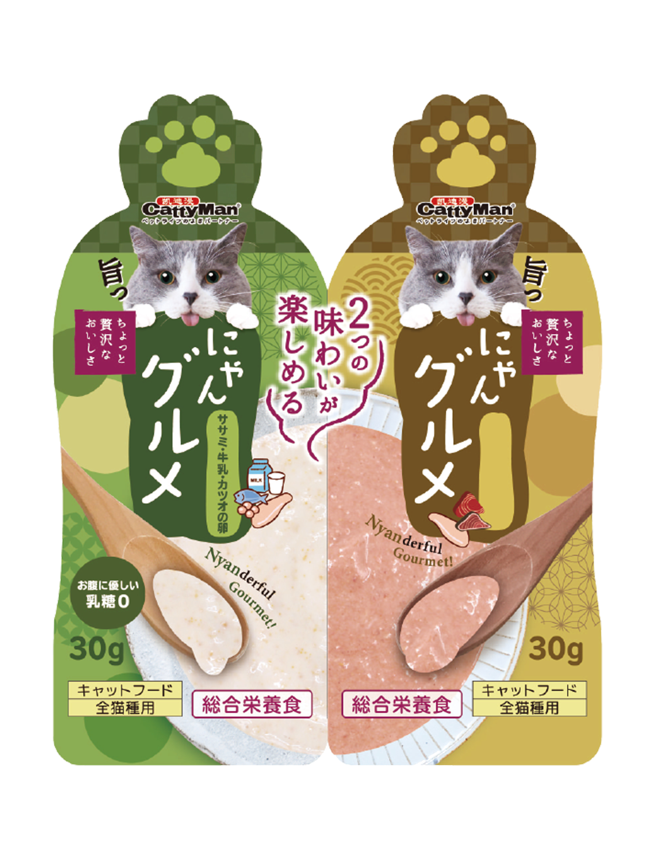 Premium Cat Treats - Cattyman Twin Pouch (Tuna, Chicken & Bonito 30g + Chicken, Milk & Fish Roe 30g) - Healthy Snacks for Cats - Perfect for Training, Rewards & Mealtime Toppers