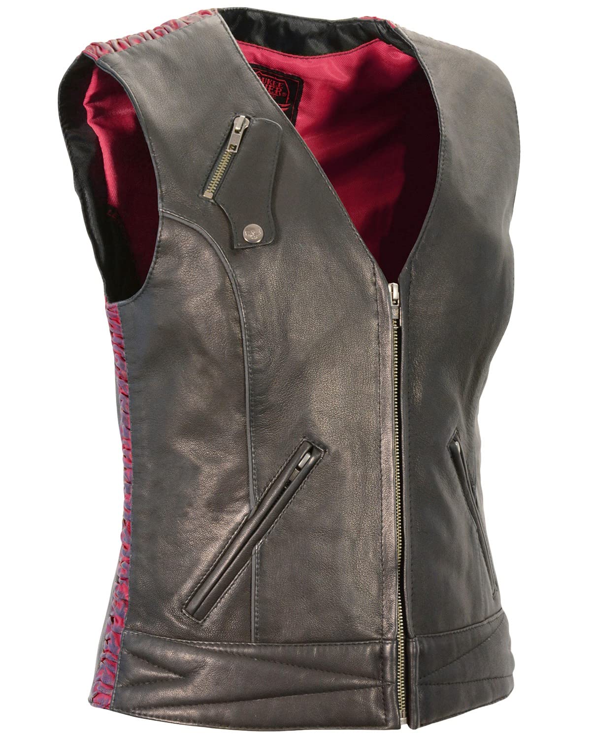 Milwaukee Leather Women's Lightweight Crinkle Snap Front Vest - Pink/Black - XX-Large - Perfect for Casual Wear, Outdoor Activities & Layering