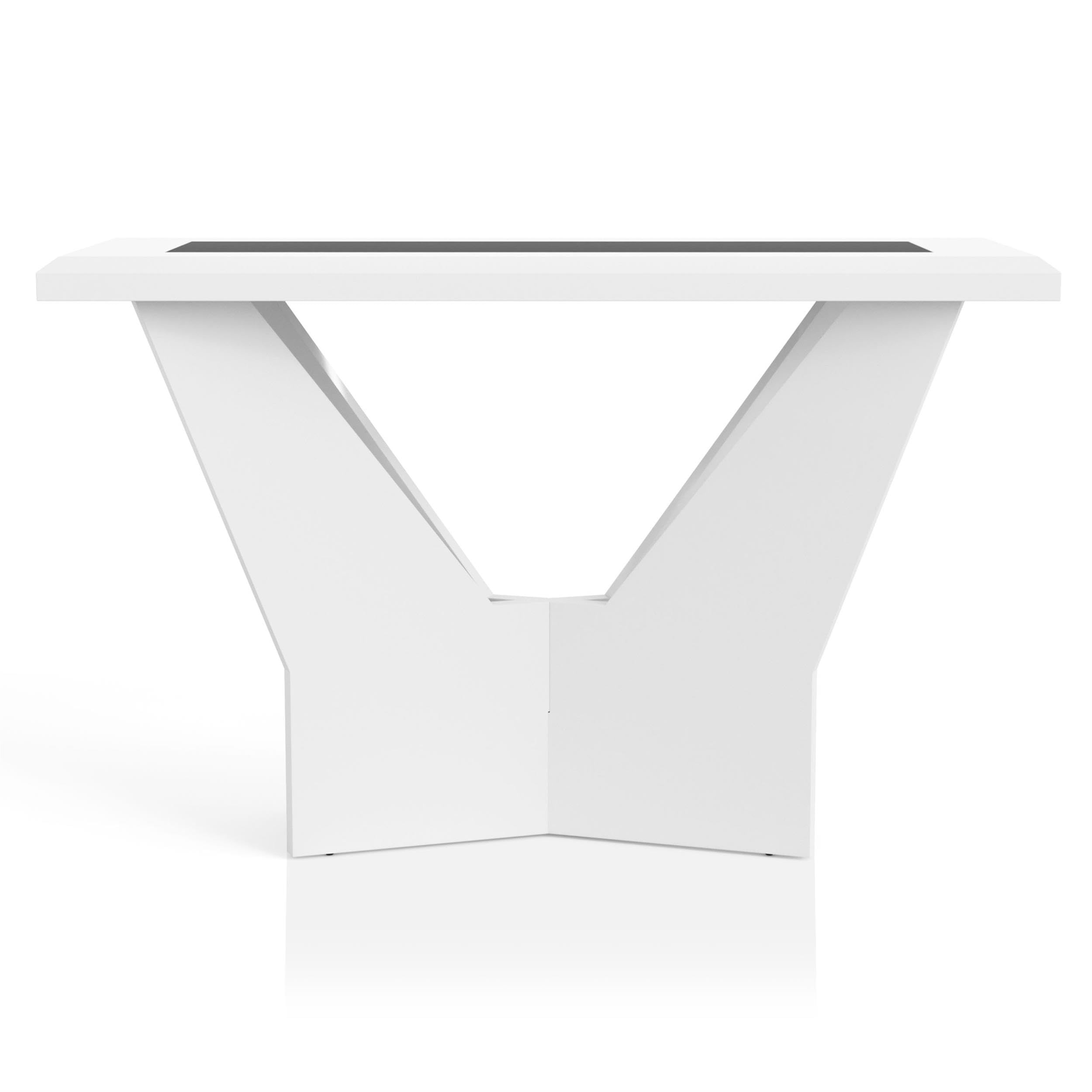 Avens Contemporary White Wood Geometric Sofa Table - Modern Accent Furniture for Living Room, Entryway & Office - Stylish Side Table for Small Spaces